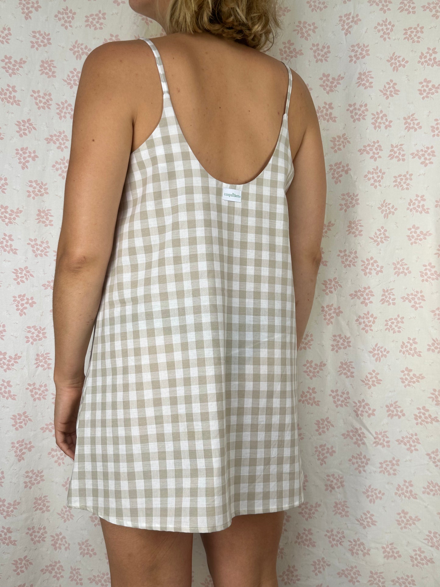 Robe Bretelle Vichy Beige