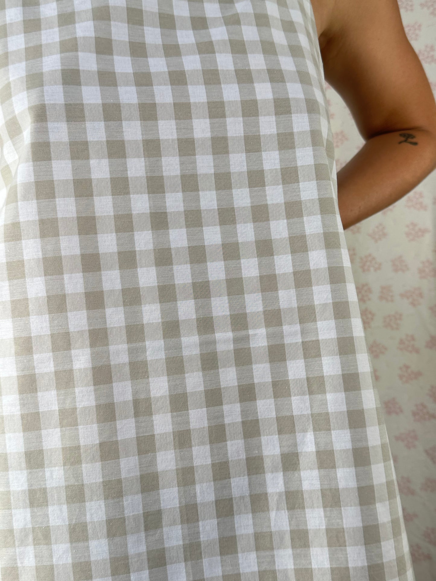 Robe Bretelle Vichy Beige