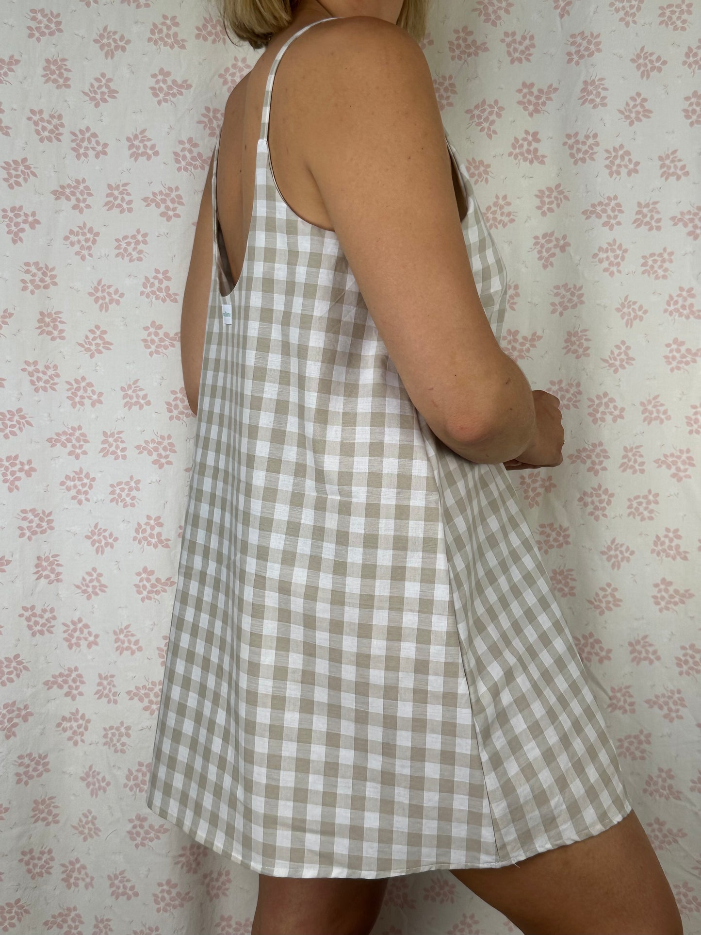 Robe Bretelle Vichy Beige