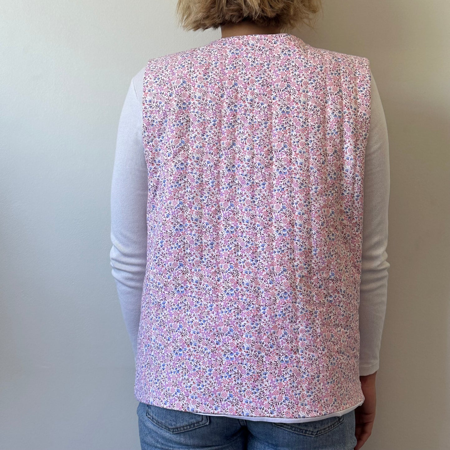 Gilet Matelassé Rose Fleurs