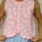 Haut Bouton Fleurs Rose