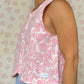 Haut Bouton Fleurs Rose