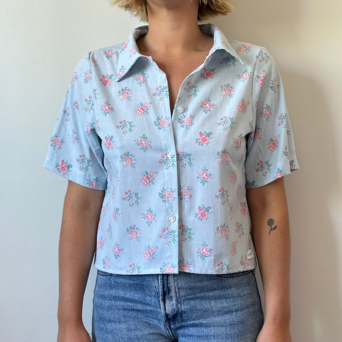 Chemise Bleu Fleurs