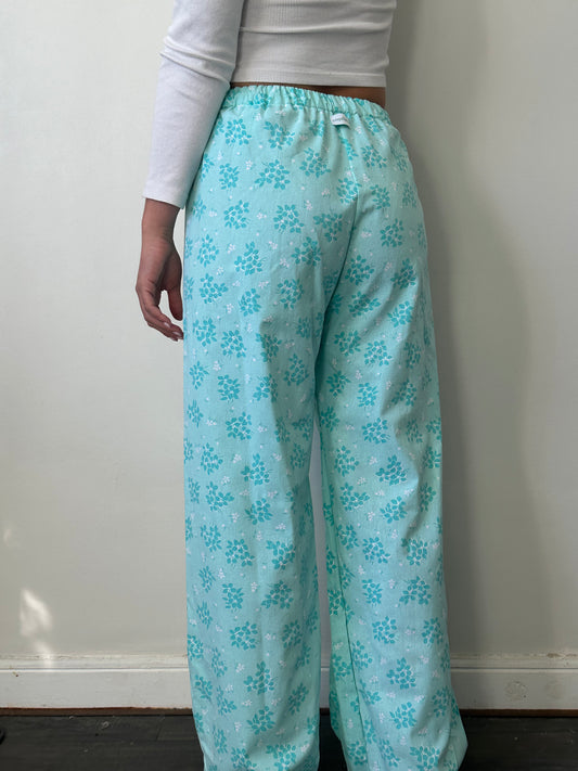 Pantalon Fleurs Turquoise