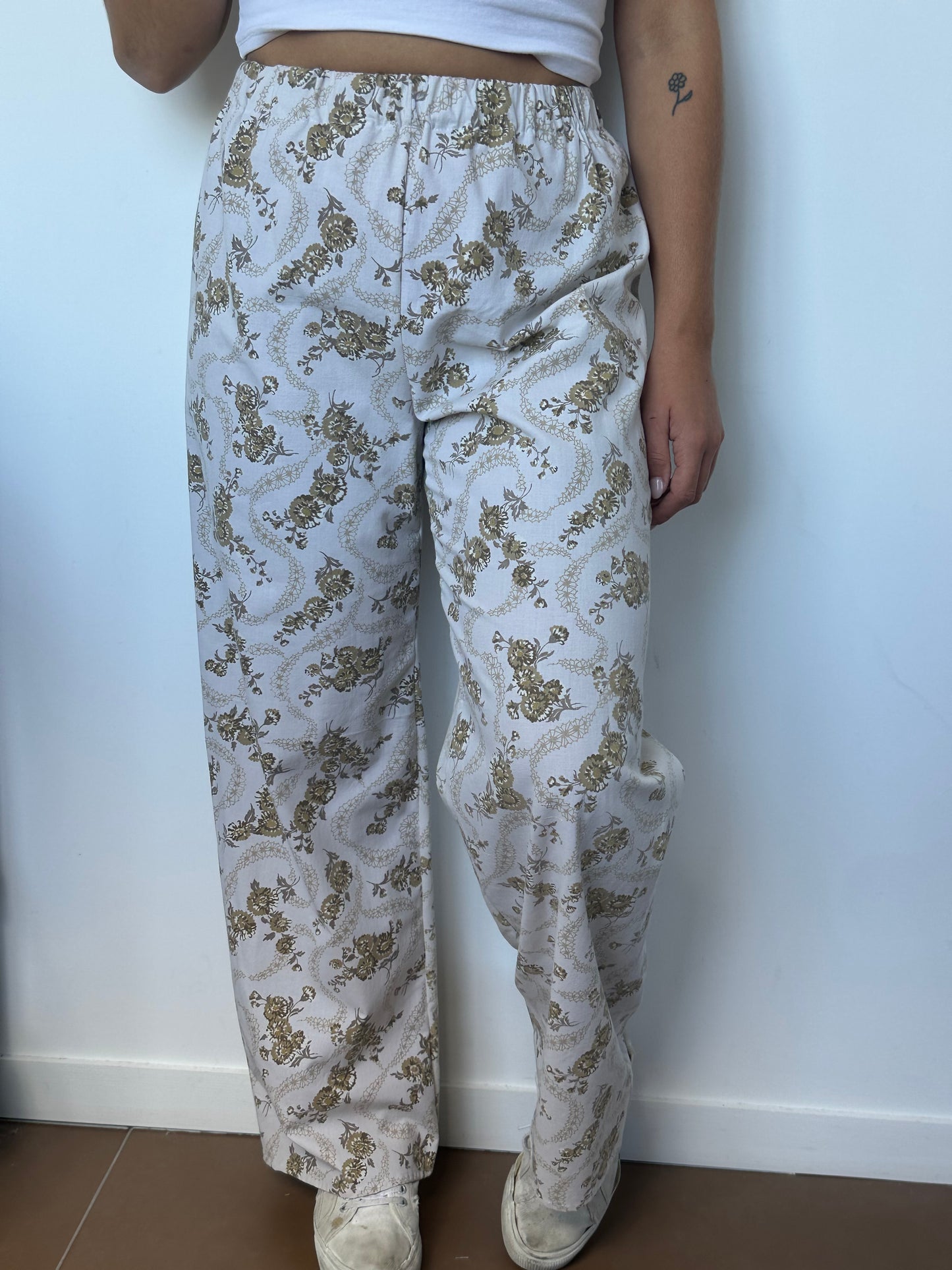 Pantalon Fleurs Beige