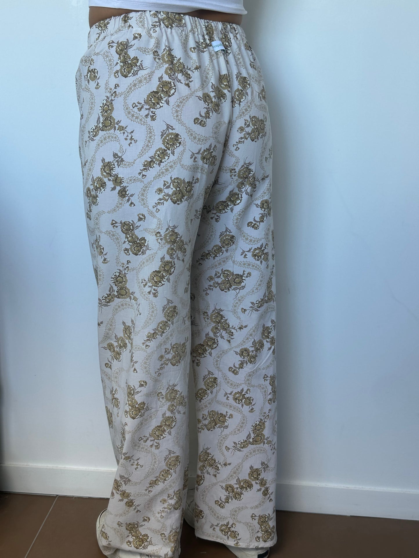 Pantalon Fleurs Beige