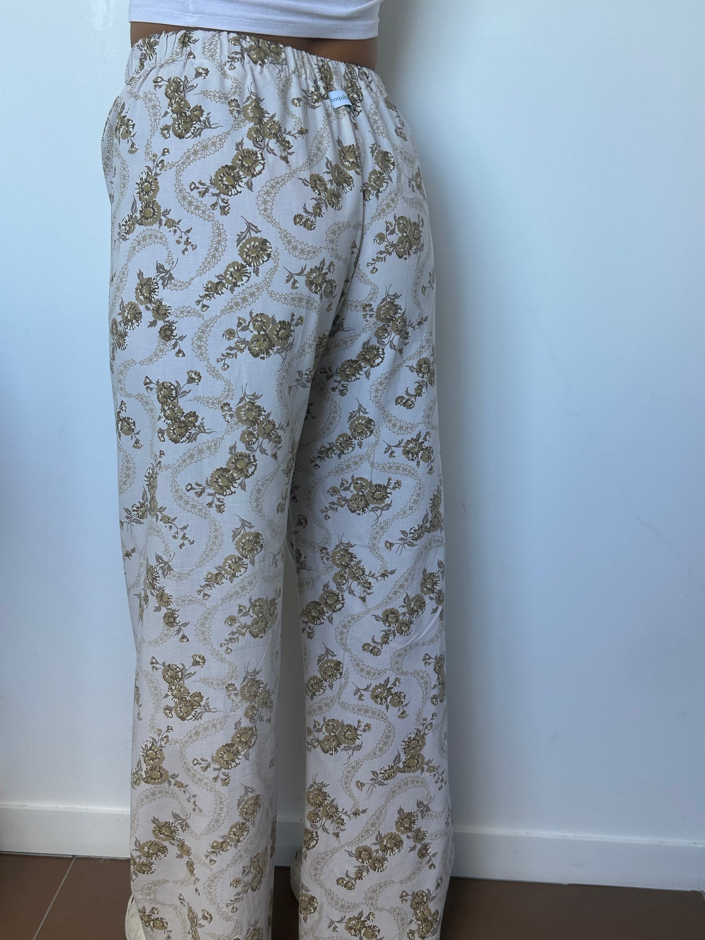 Pantalon Fleurs Beige