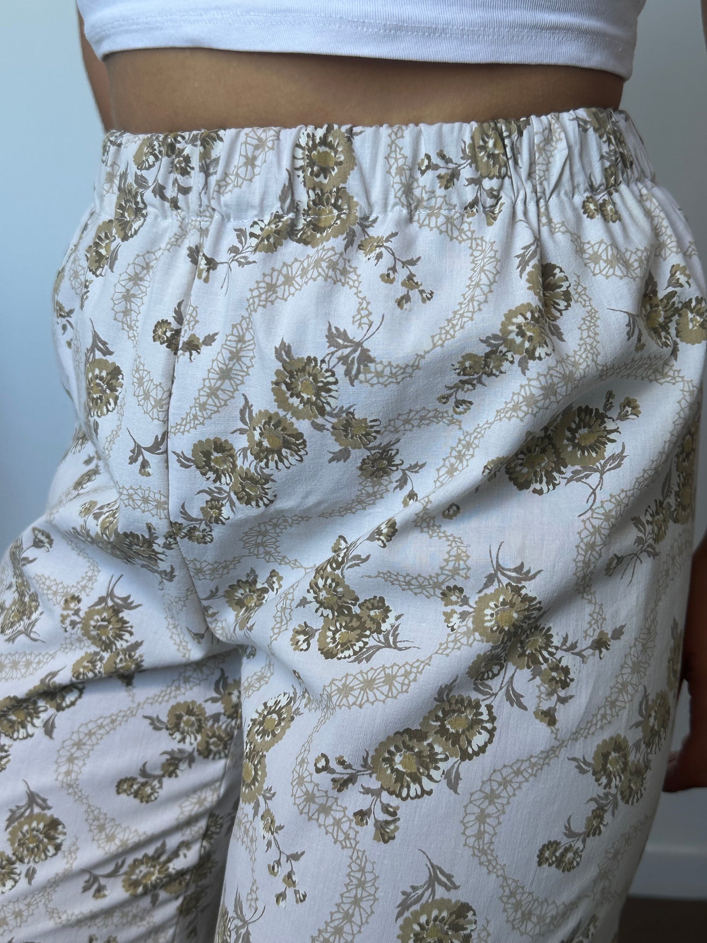 Pantalon Fleurs Beige