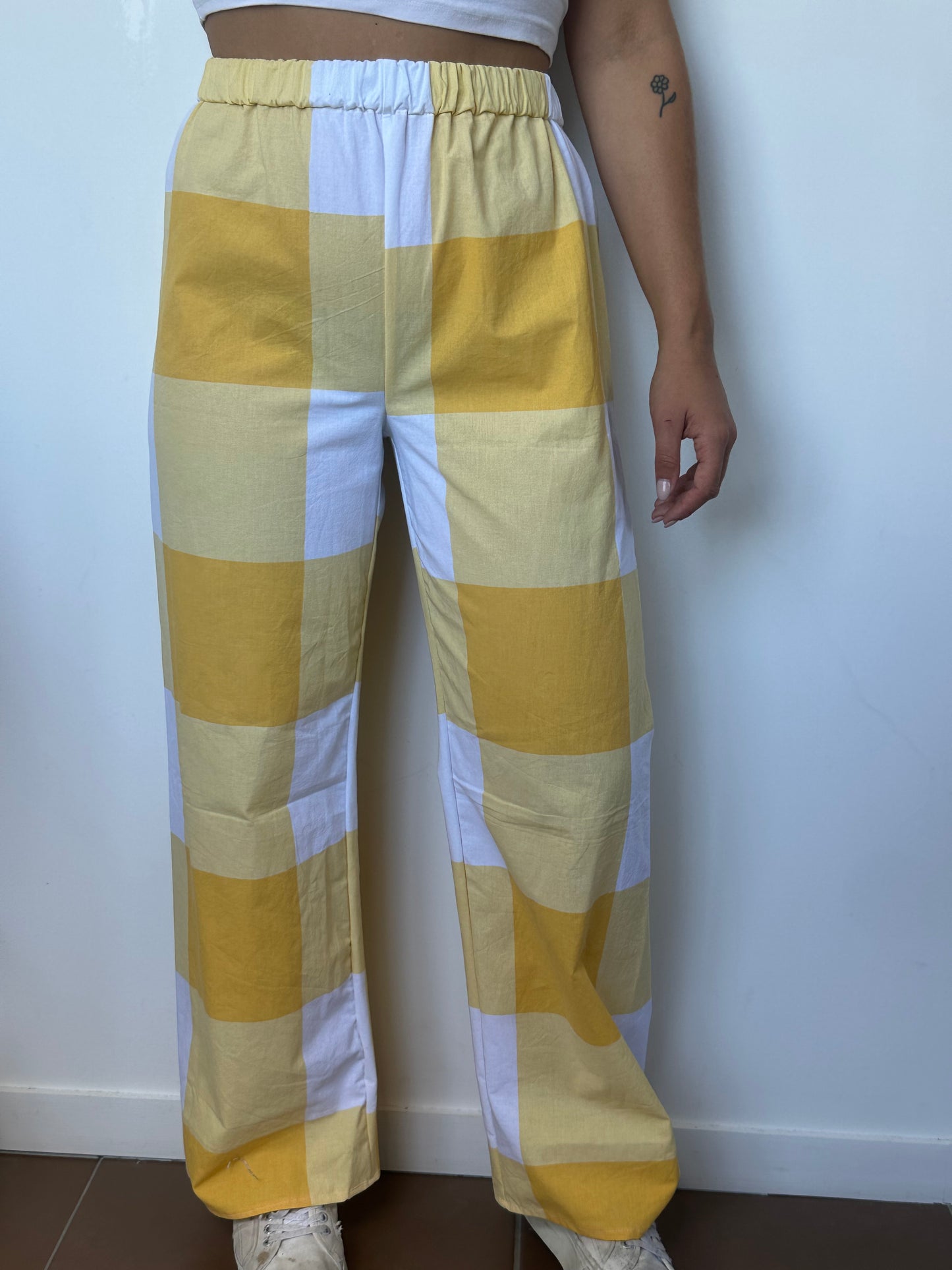 Pantalon Carreaux Jaune