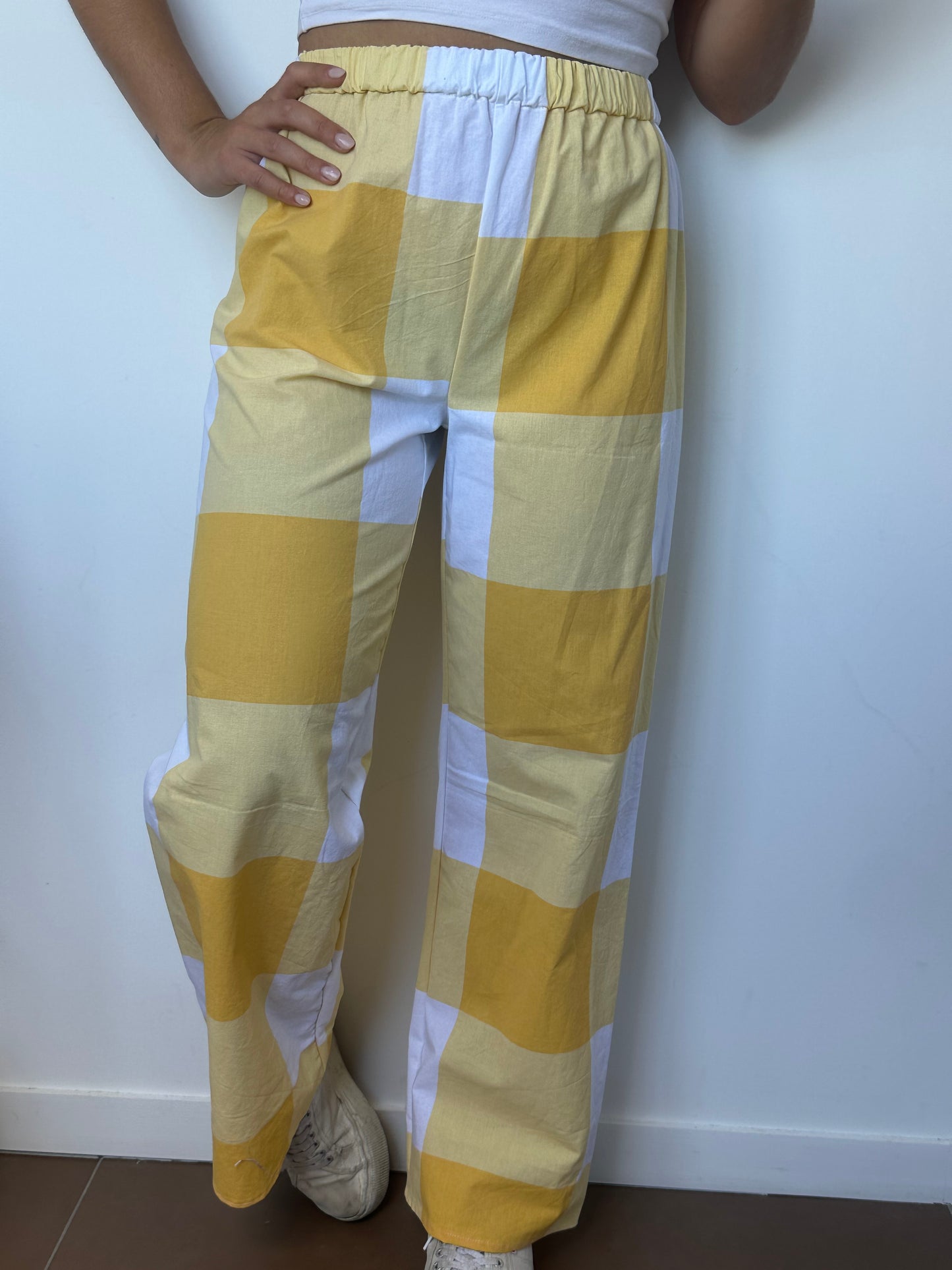 Pantalon Carreaux Jaune
