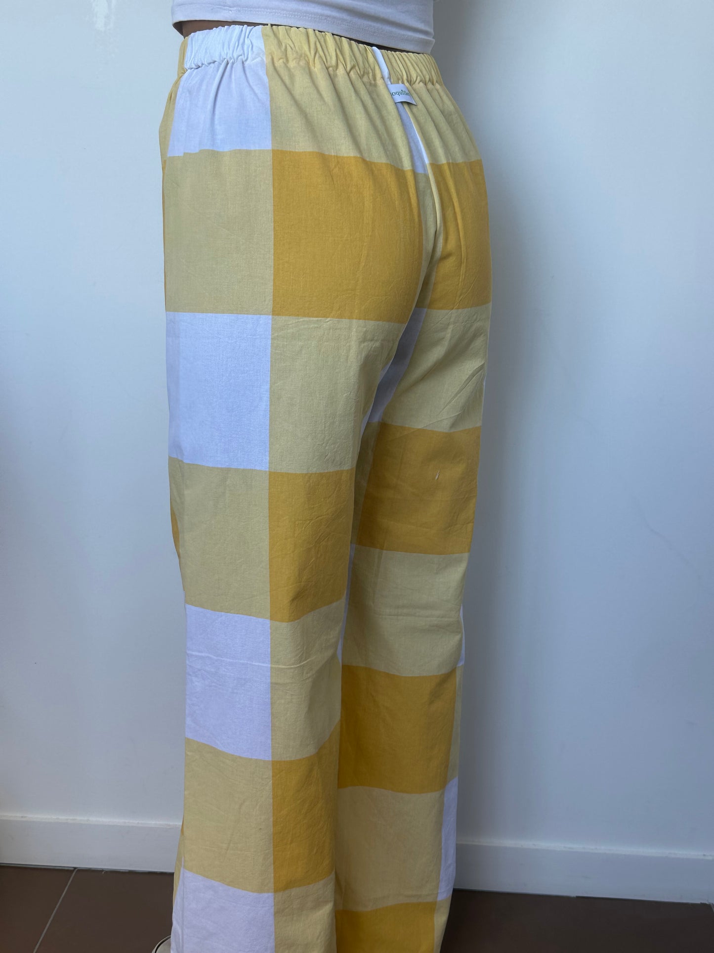 Pantalon Carreaux Jaune