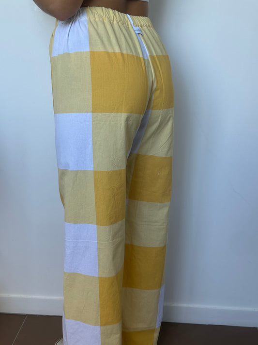 Pantalon Carreaux Jaune