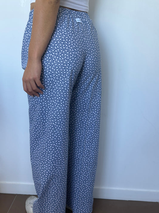 Pantalon Bleu Fleurs