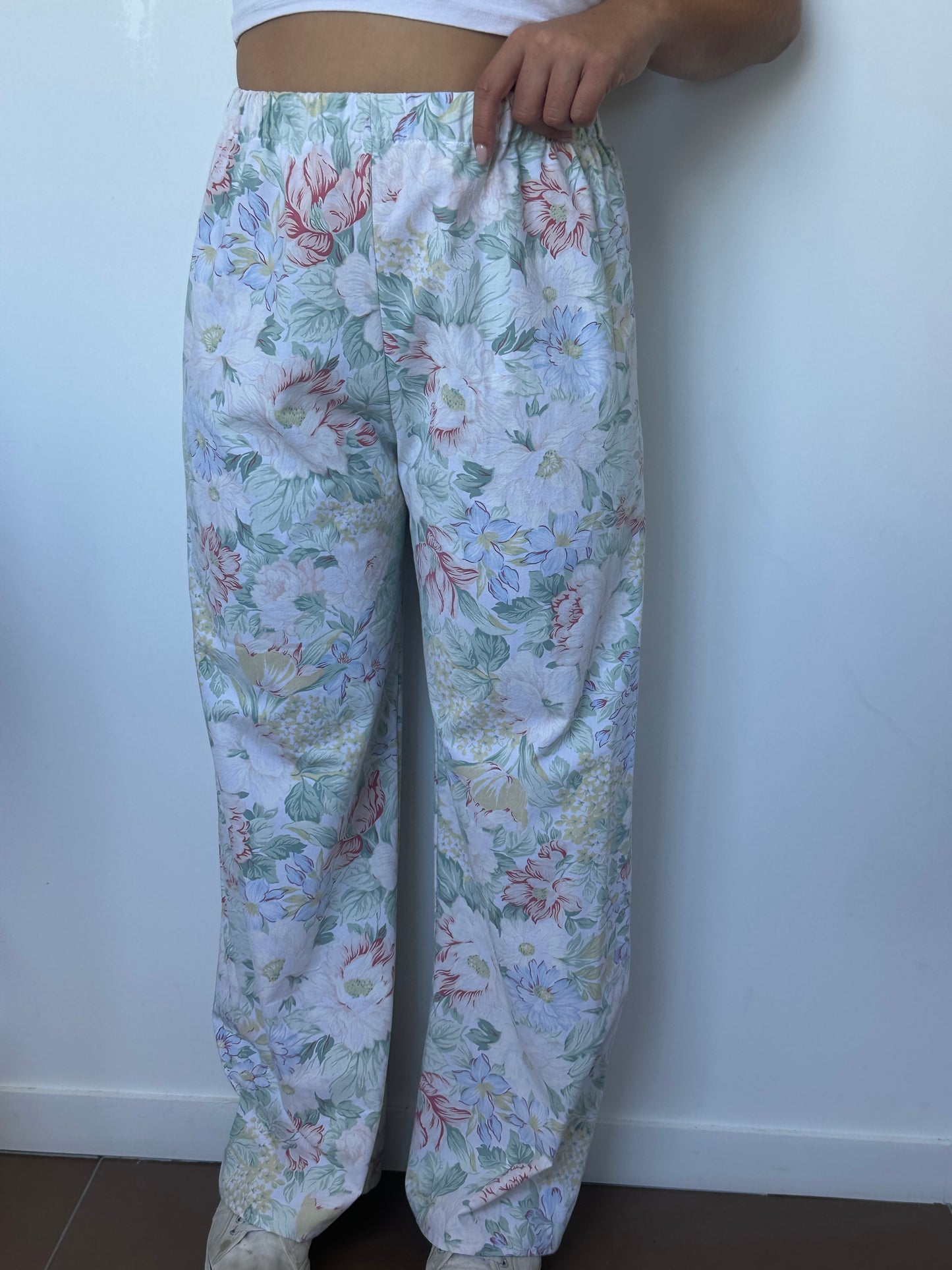 Pantalon Vert Fleurs