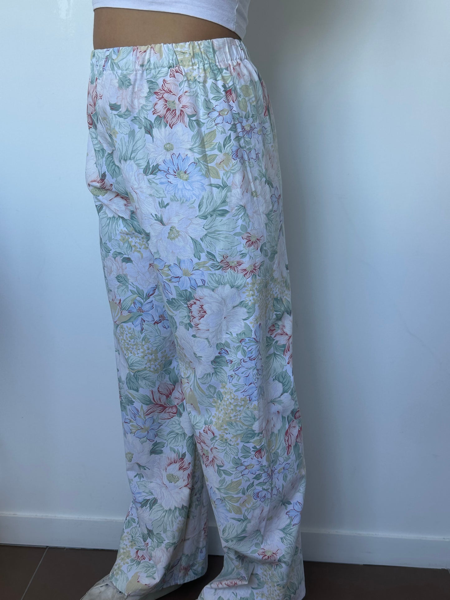 Pantalon Vert Fleurs