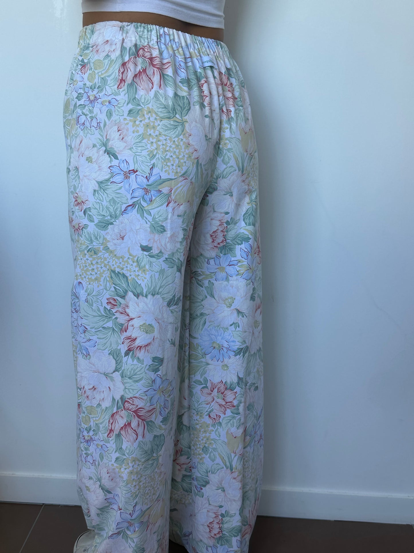 Pantalon Vert Fleurs