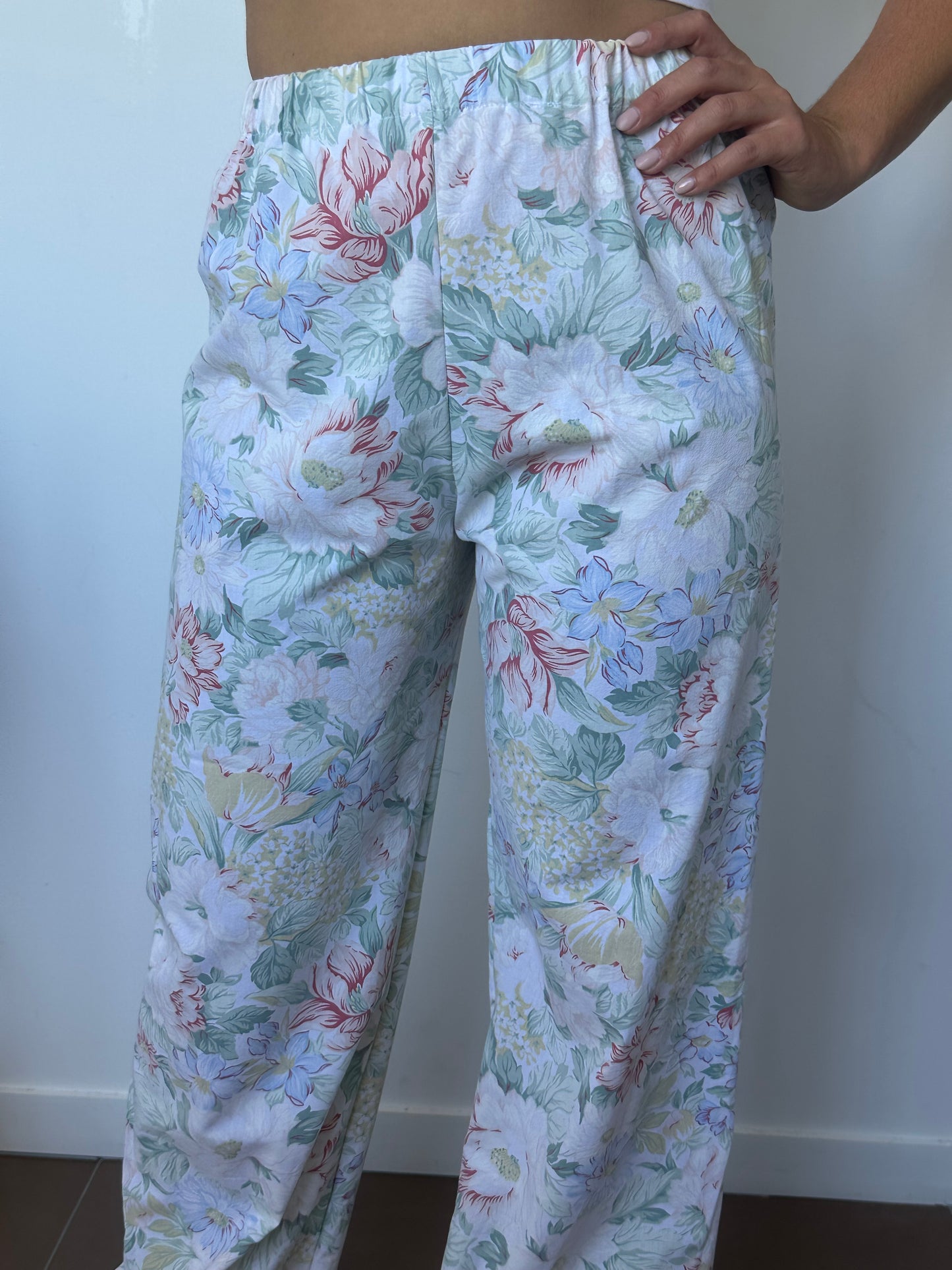 Pantalon Vert Fleurs