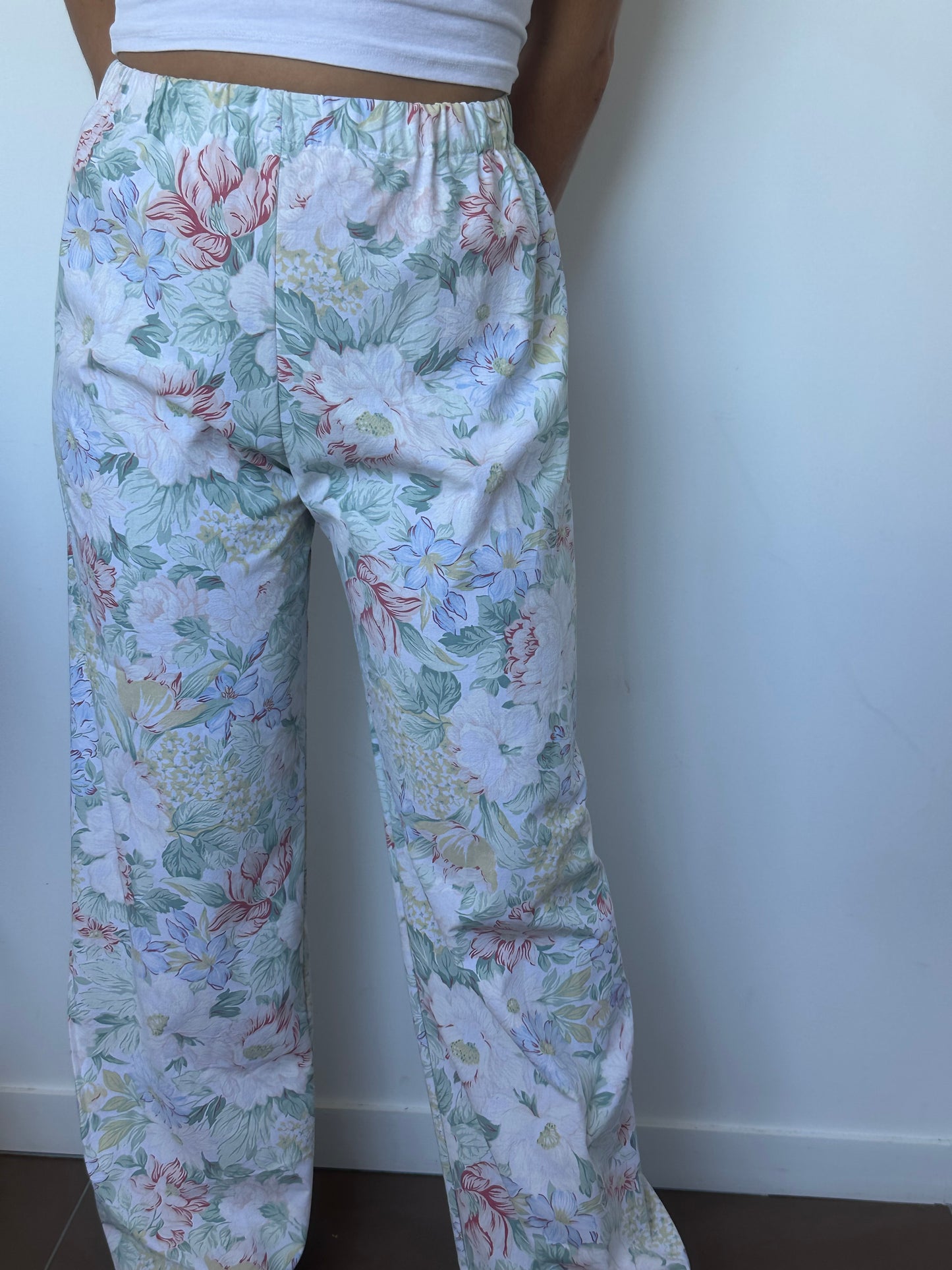 Pantalon Vert Fleurs