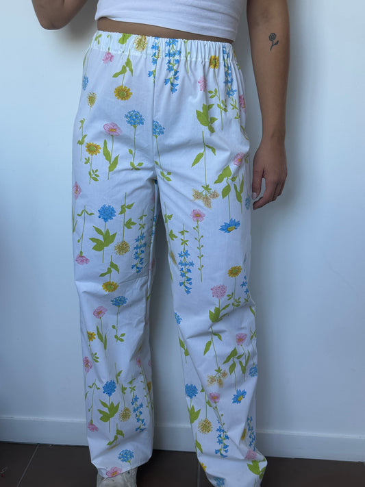 Pantalon Blanc Fleurs