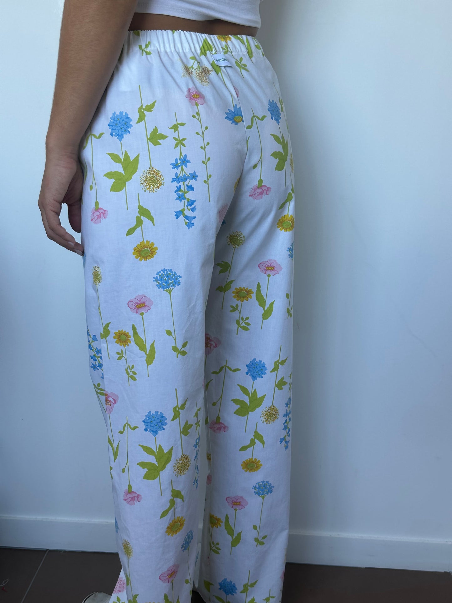 Pantalon Blanc Fleurs