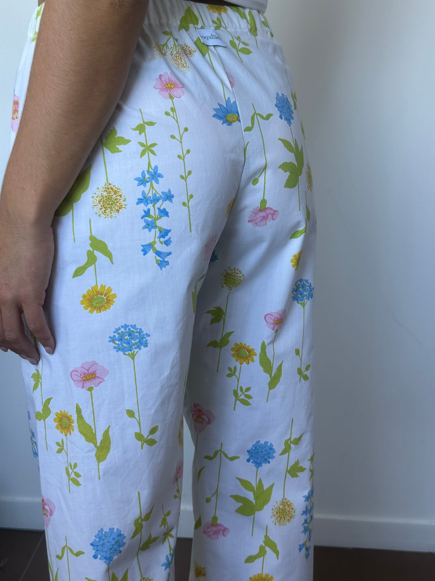 Pantalon Blanc Fleurs