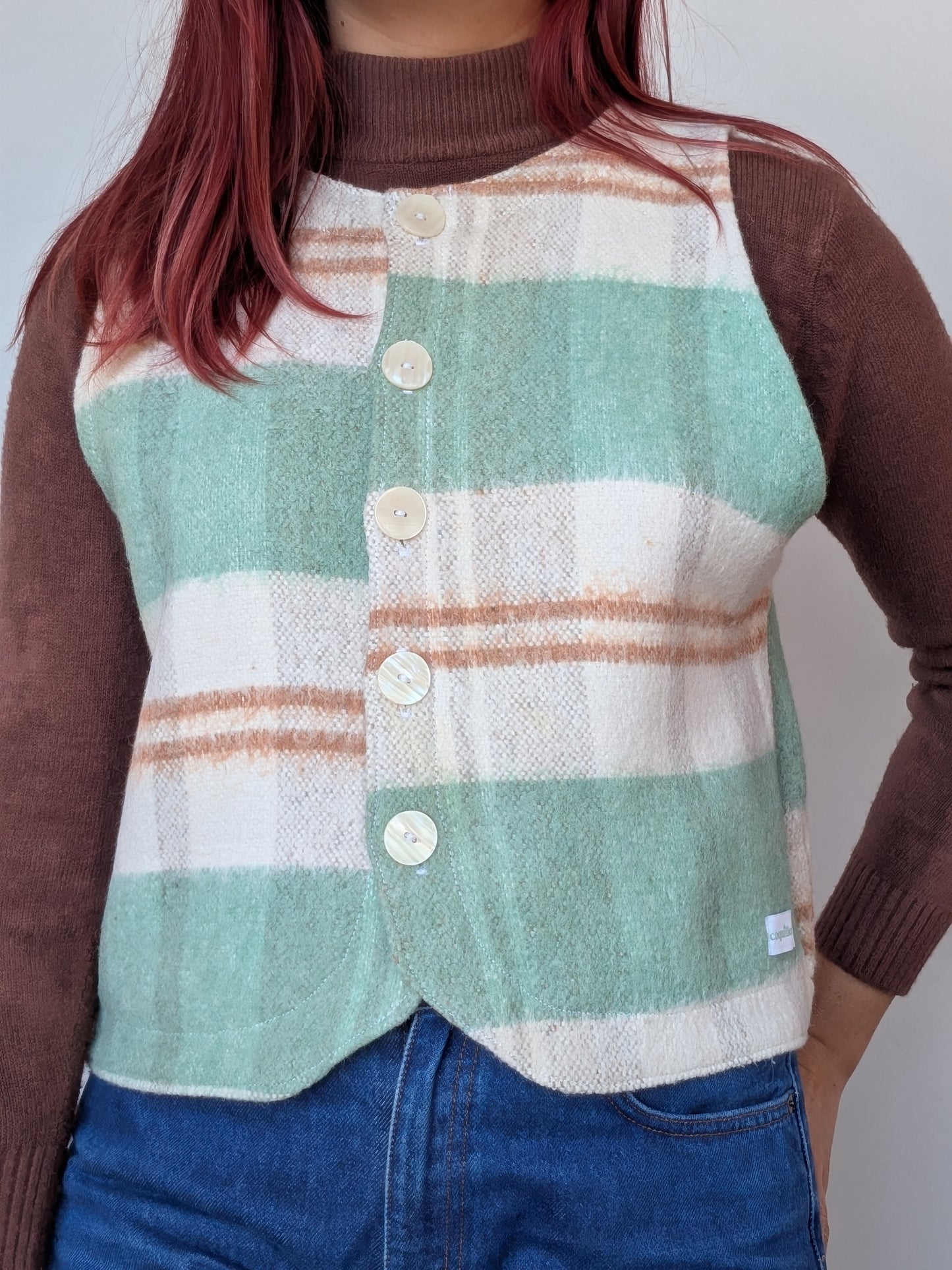 Gilet Bouton Vert Carreaux T34