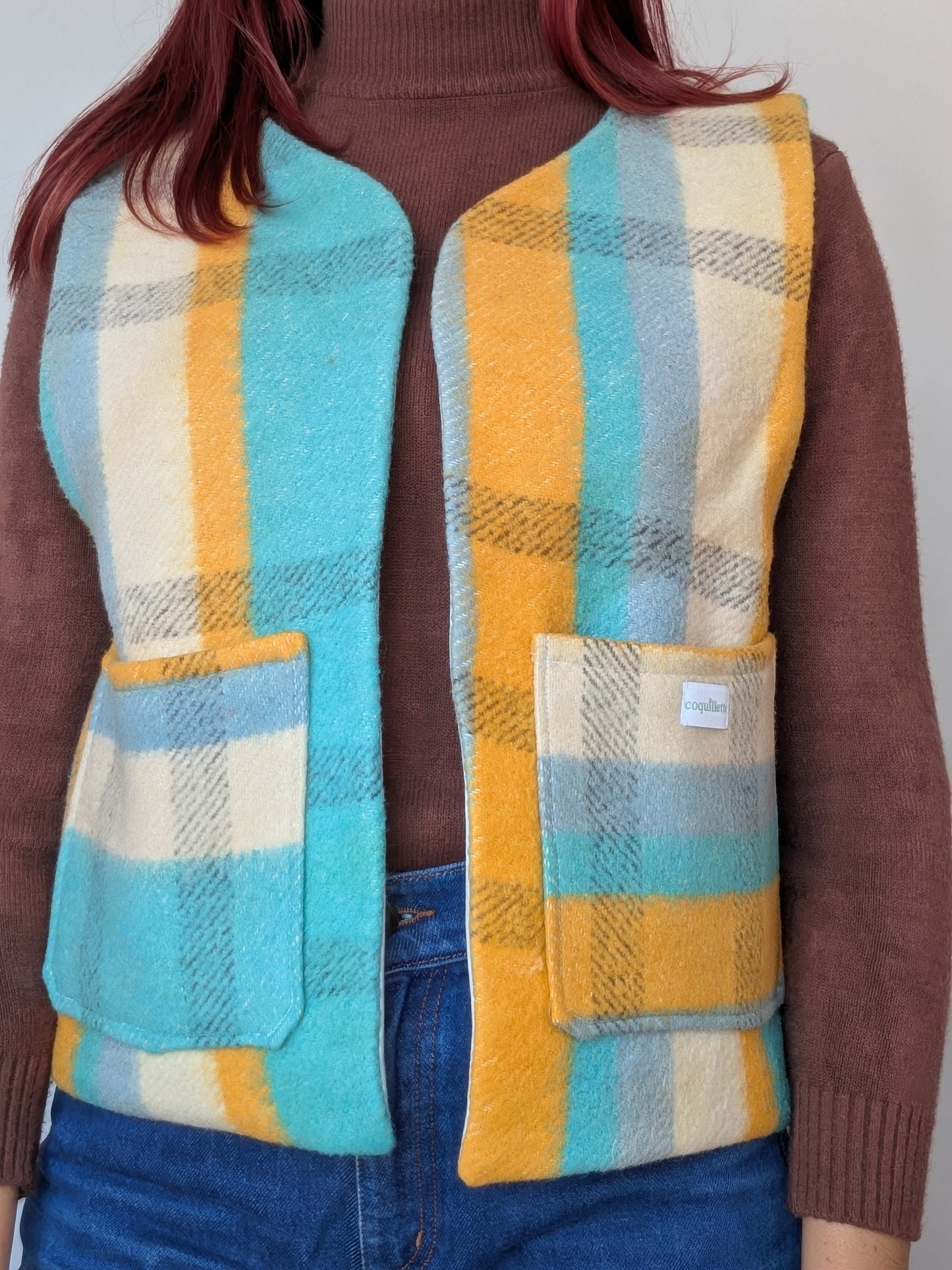 Veste Carreaux Bleu Jaune T36
