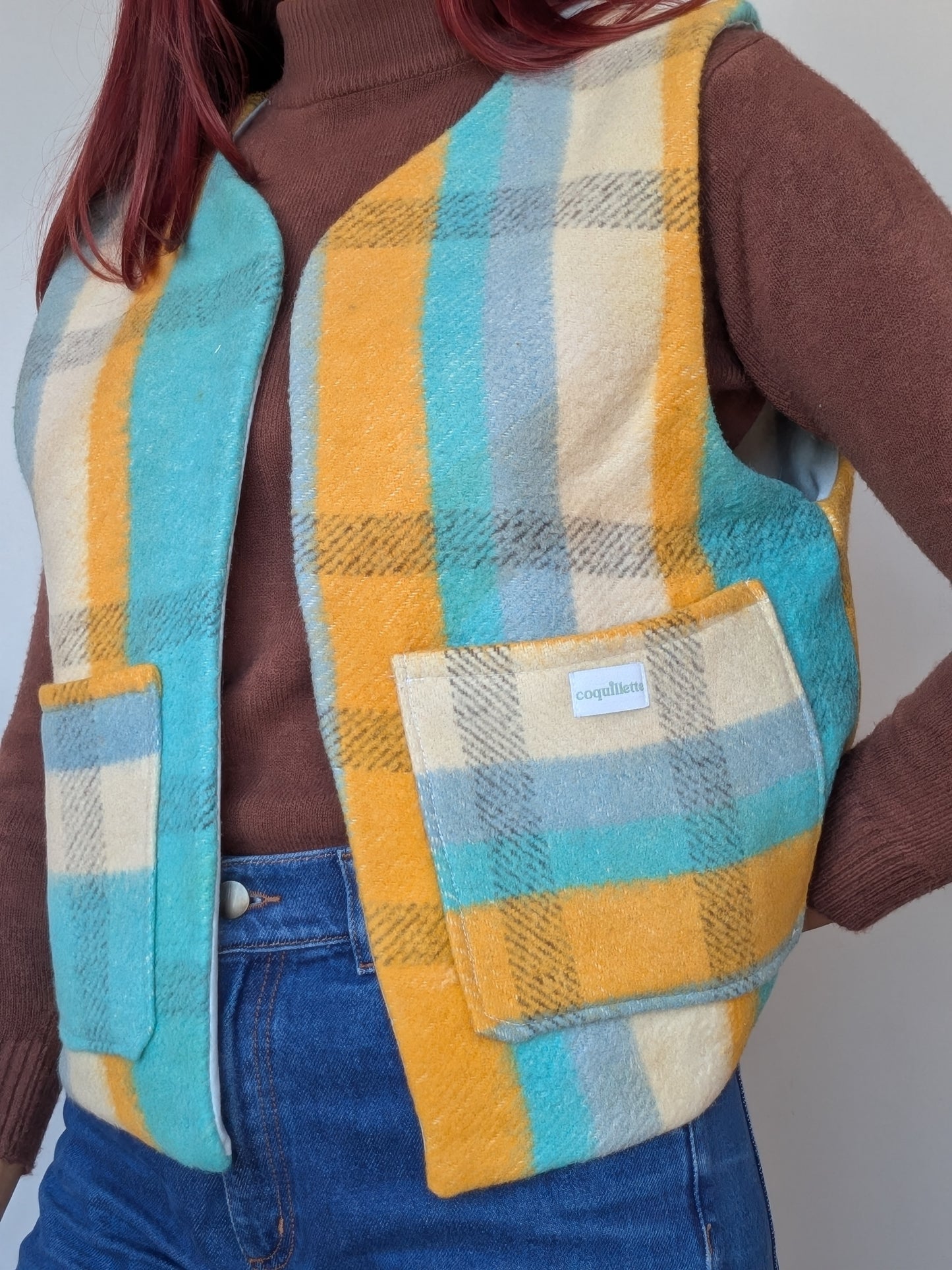 Veste Carreaux Bleu Jaune T36