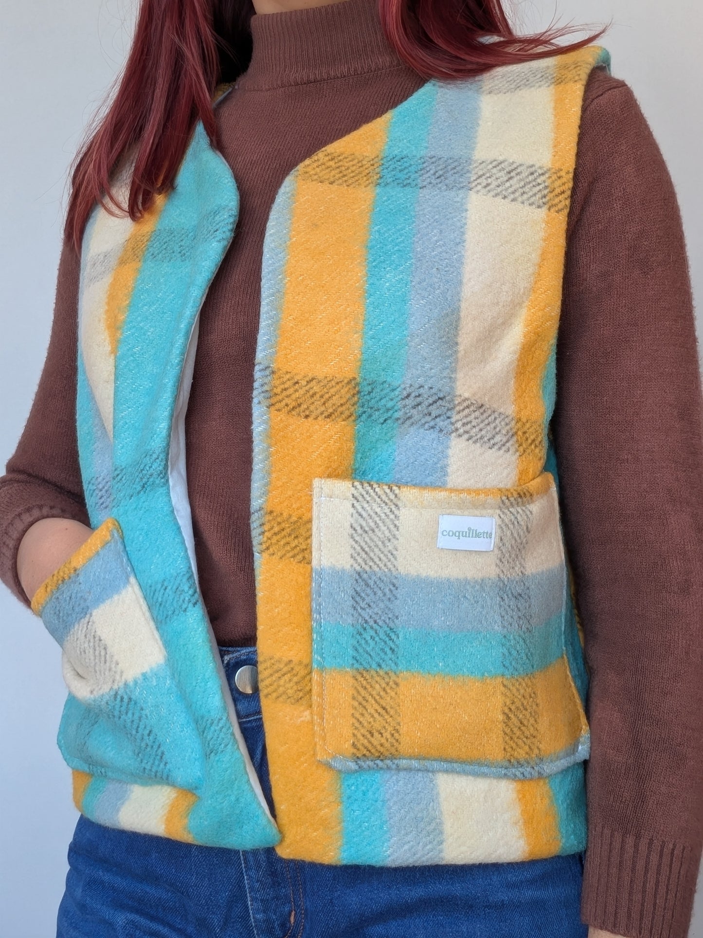 Veste Carreaux Bleu Jaune T36
