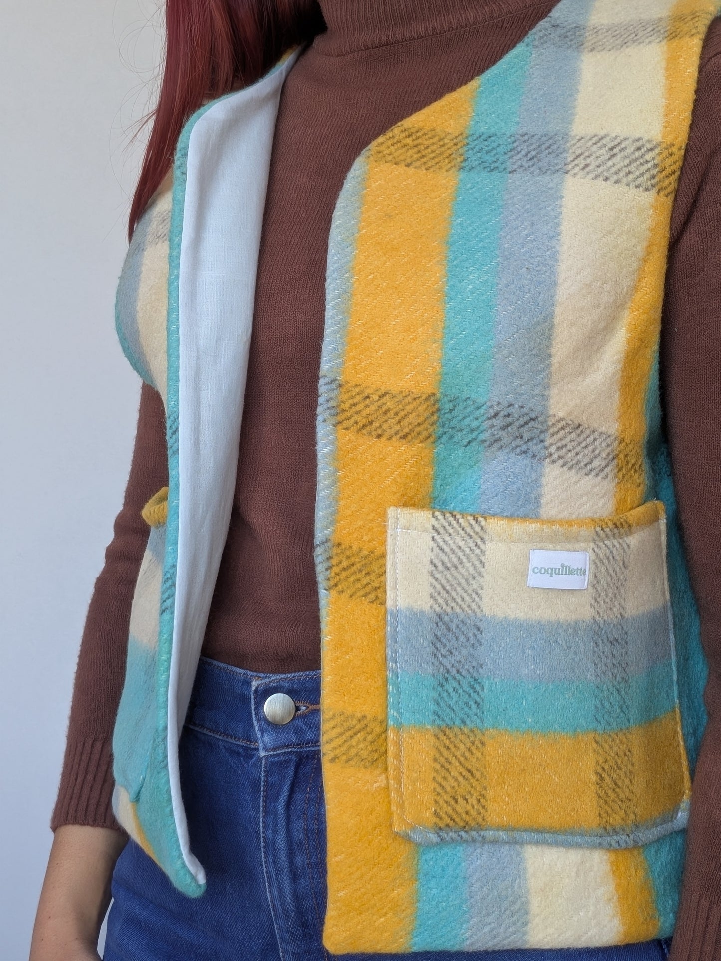 Veste Carreaux Bleu Jaune T36