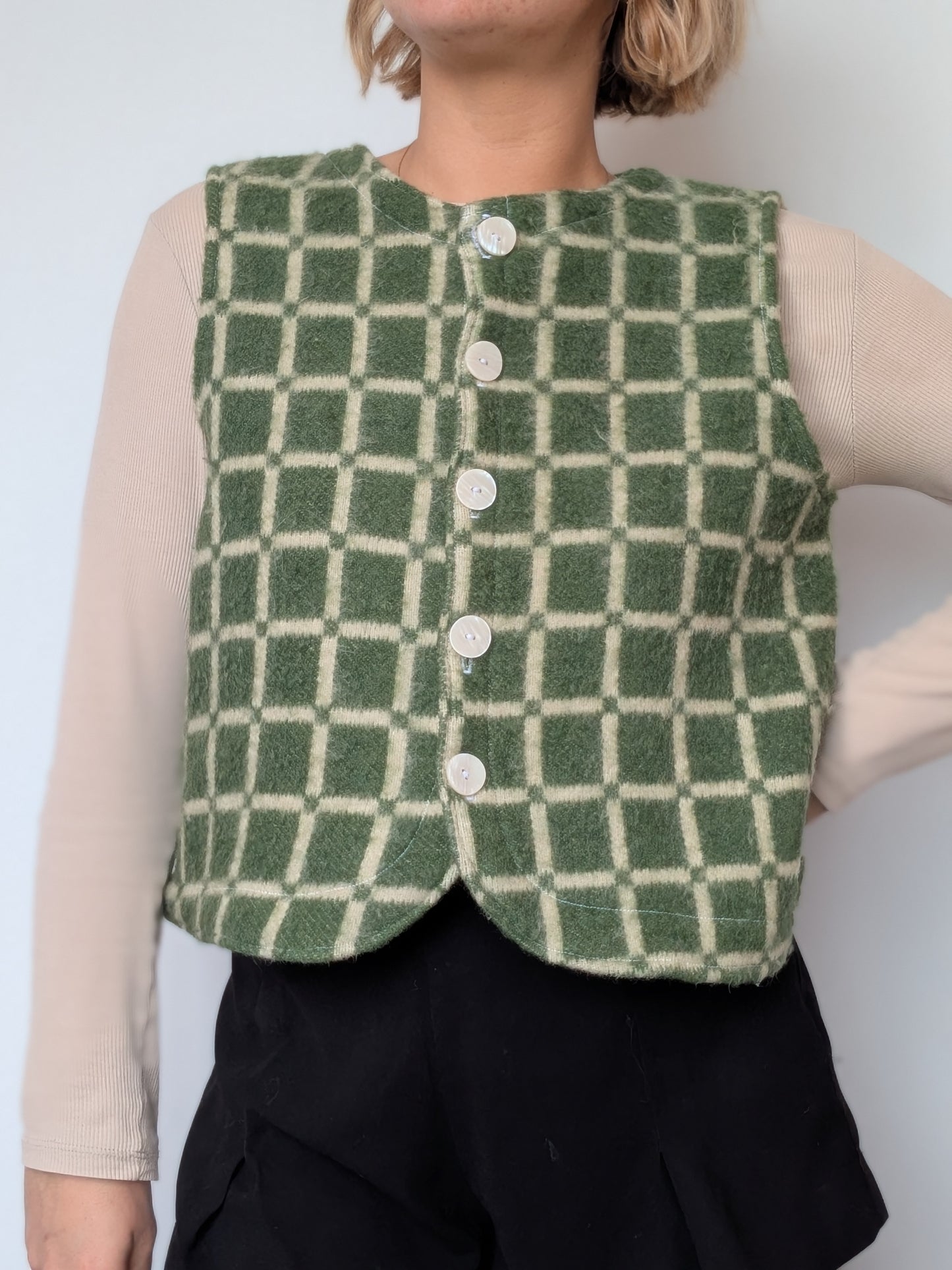 Gilet Bouton Vert Carreaux T36/38