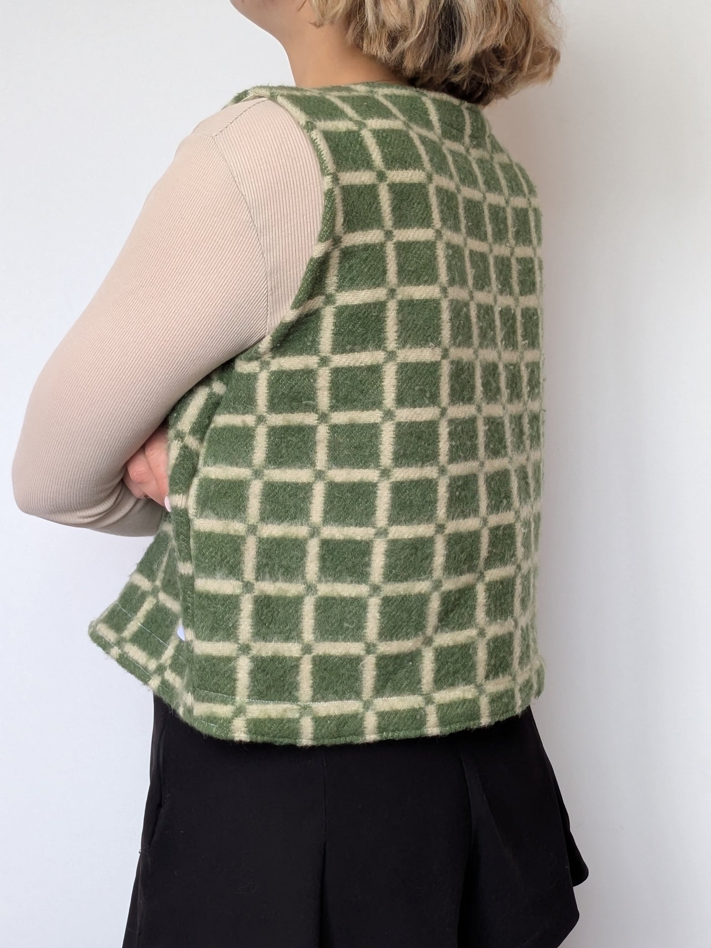 Gilet Bouton Vert Carreaux T36/38