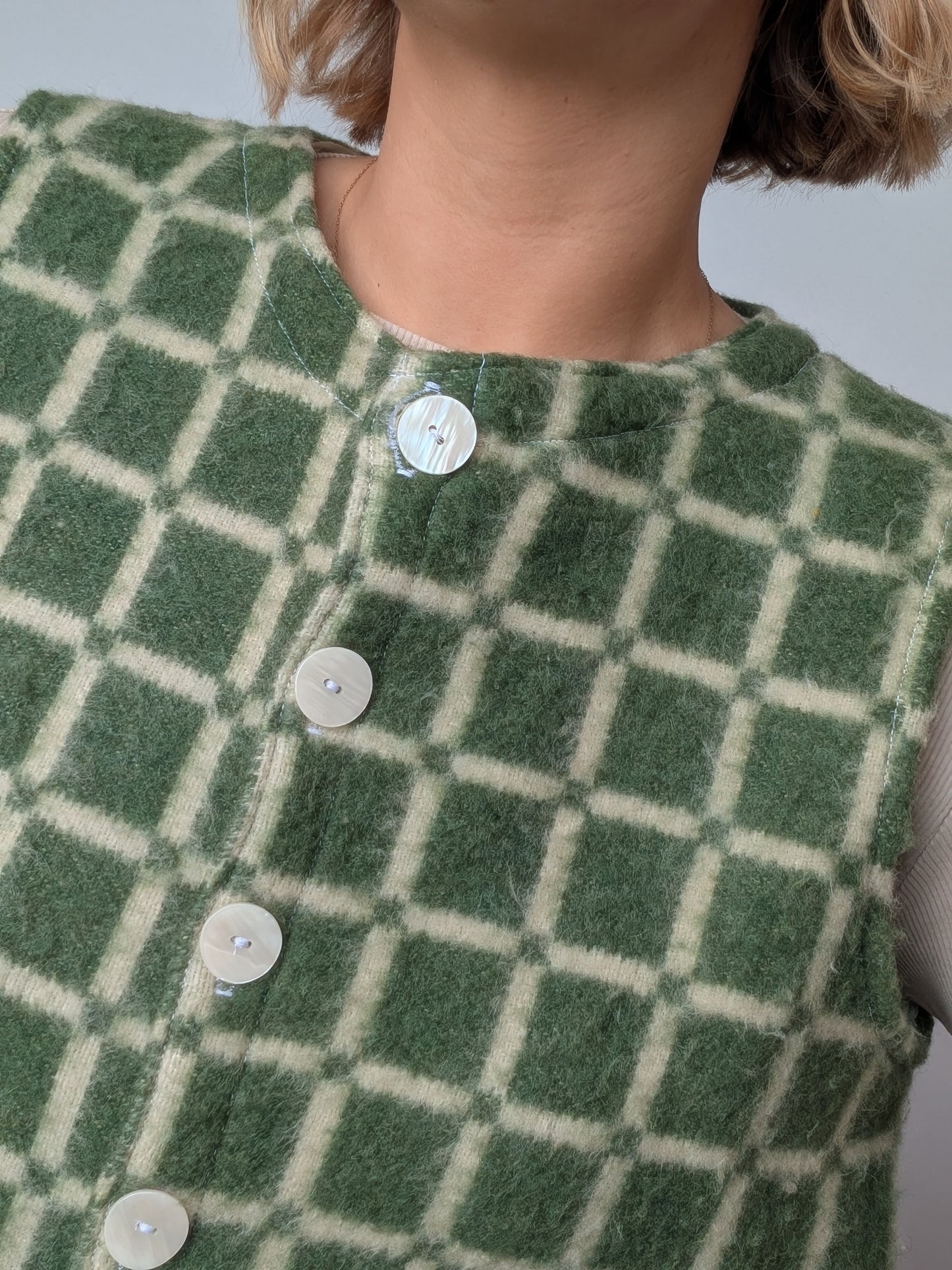 Gilet Bouton Vert Carreaux T36/38