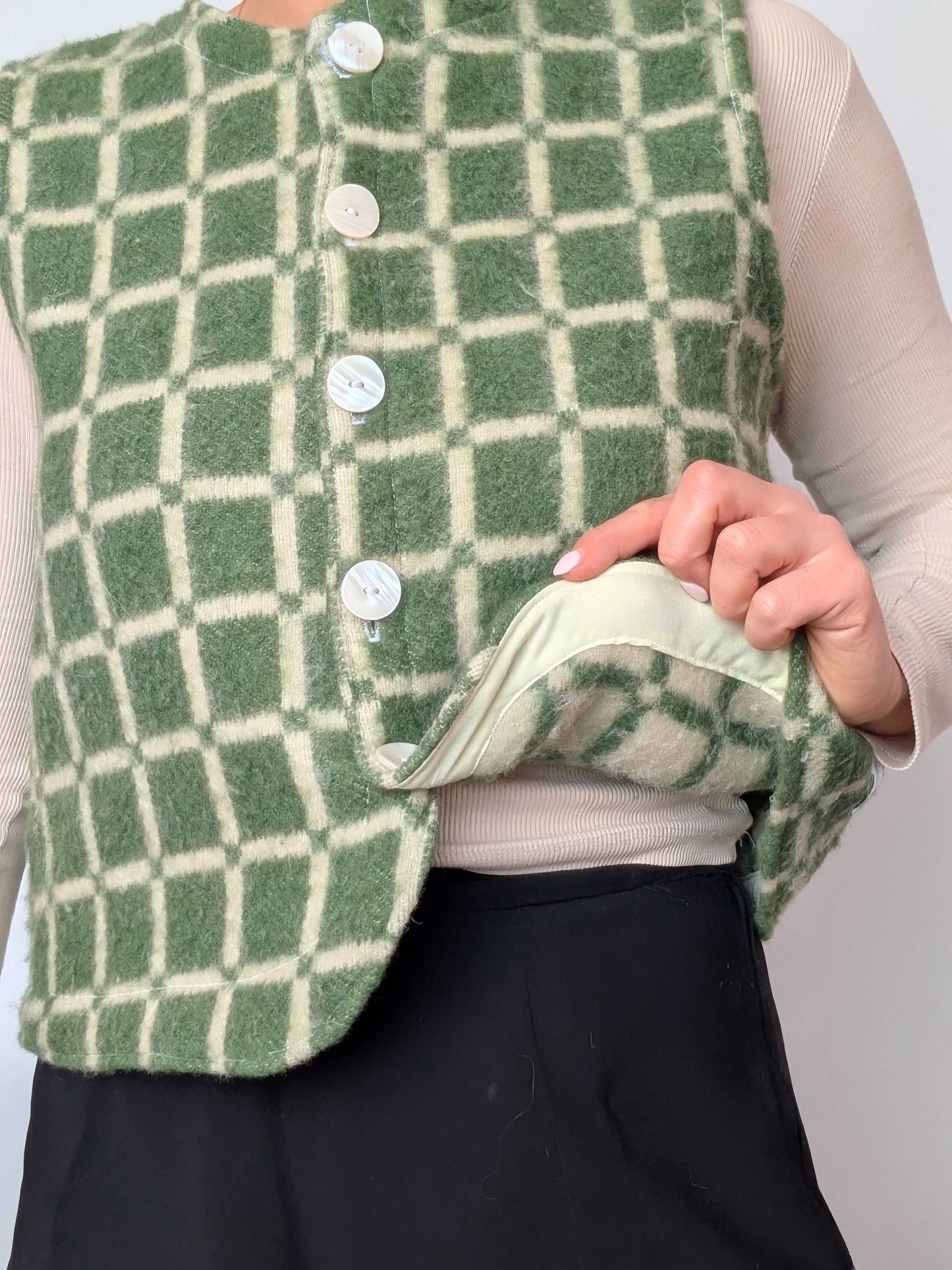 Gilet Bouton Vert Carreaux T36/38