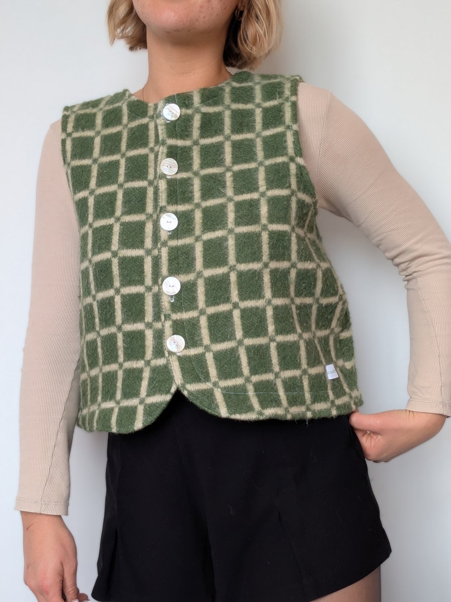 Gilet Bouton Vert Carreaux T36/38