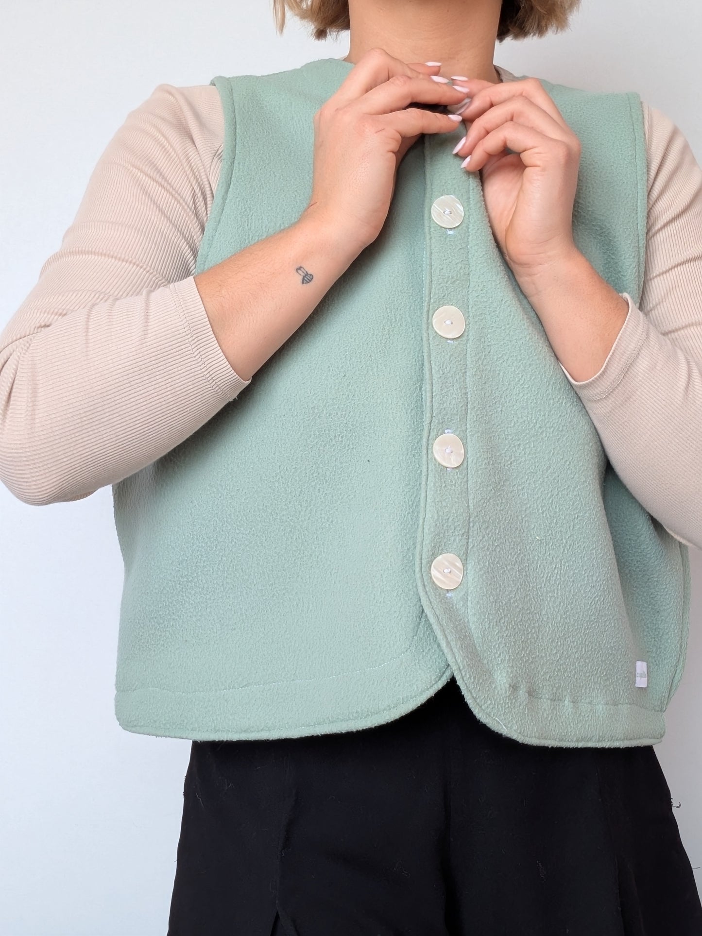 Gilet Bouton Vert D'eau T40