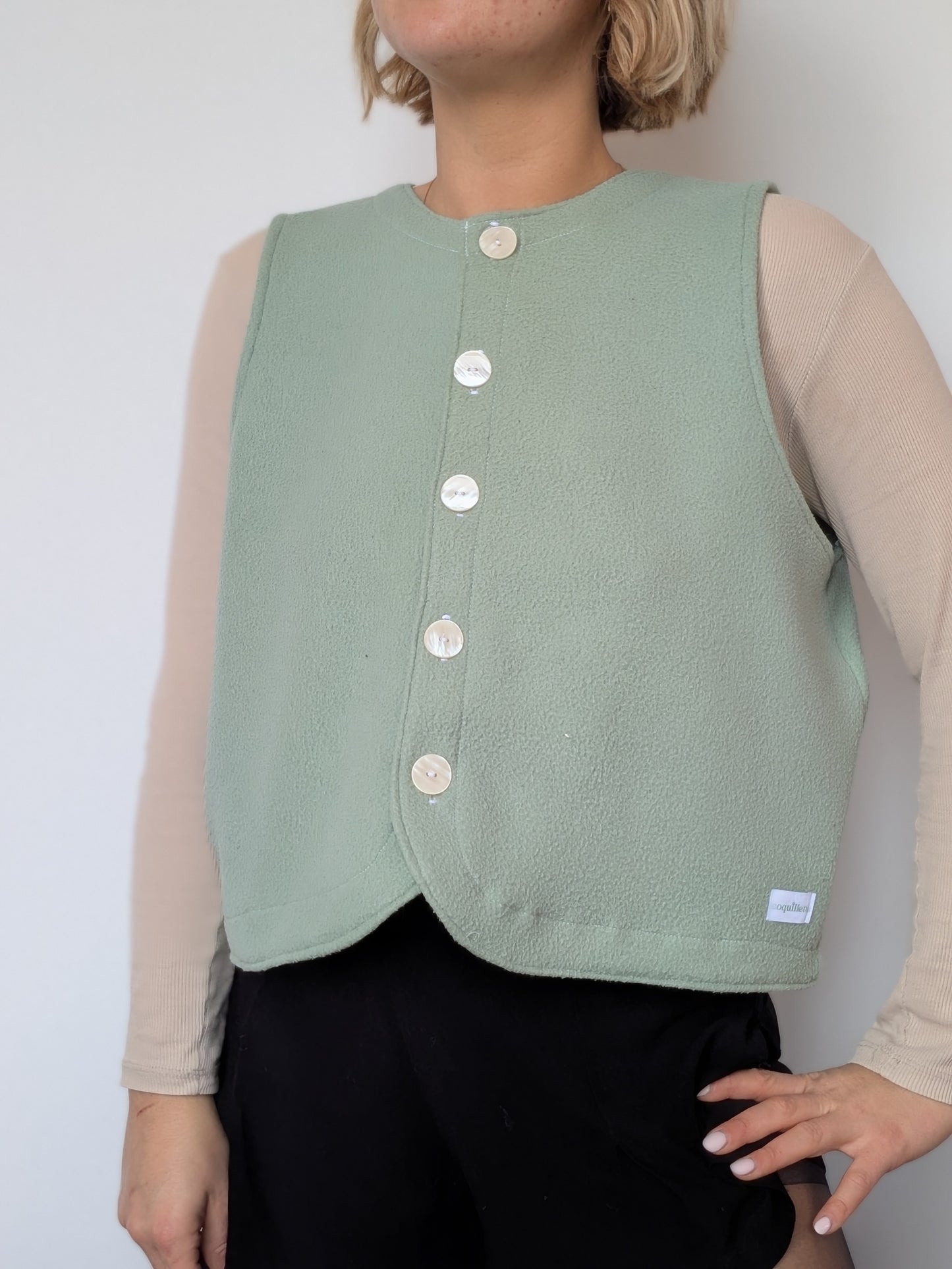 Gilet Bouton Vert D'eau T40