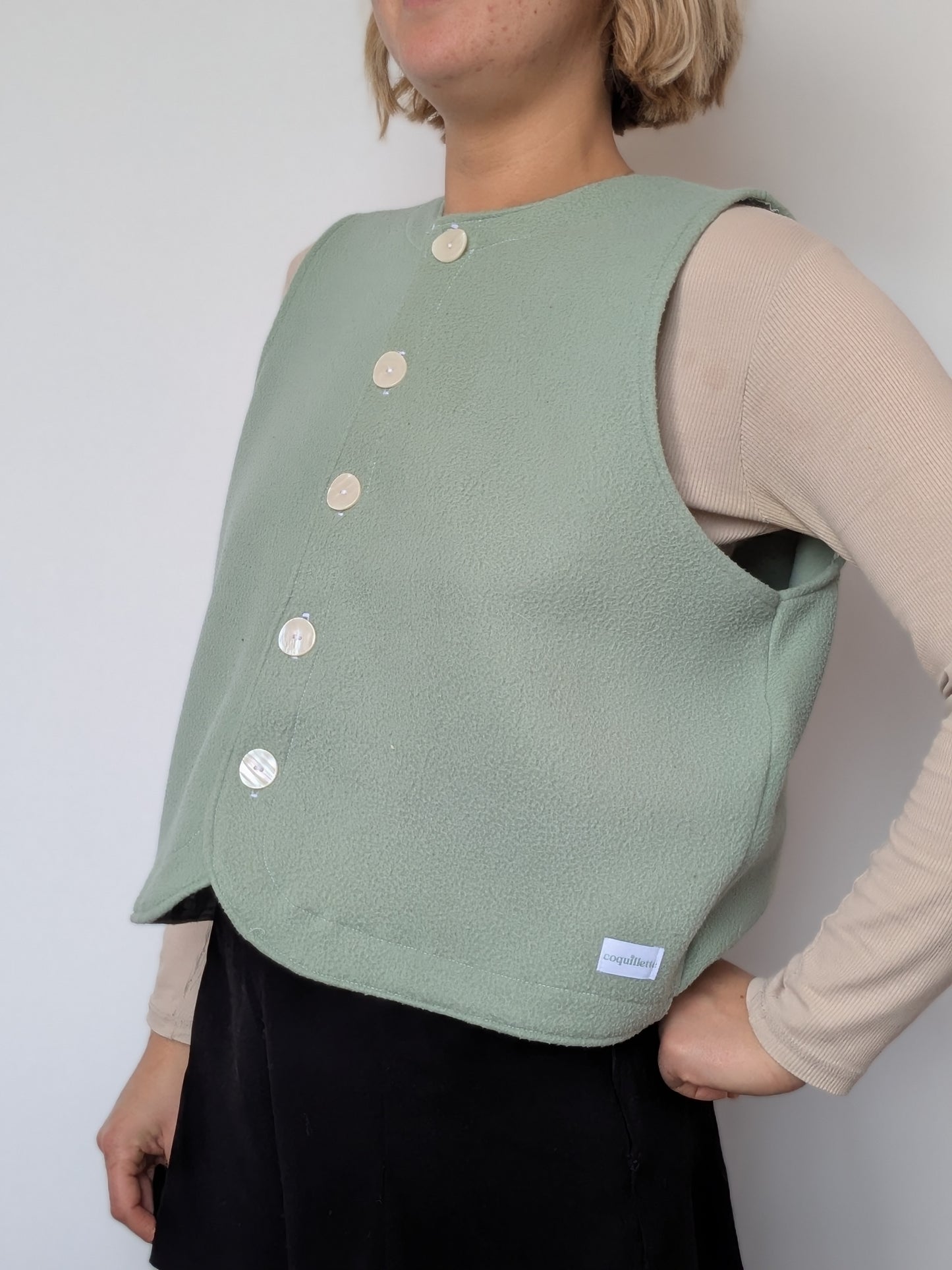 Gilet Bouton Vert D'eau T40