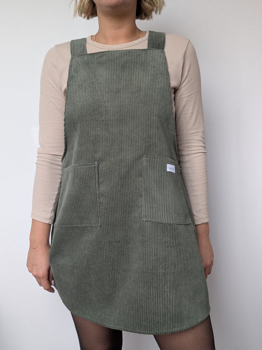 Robe Tablier Velour Vert T40