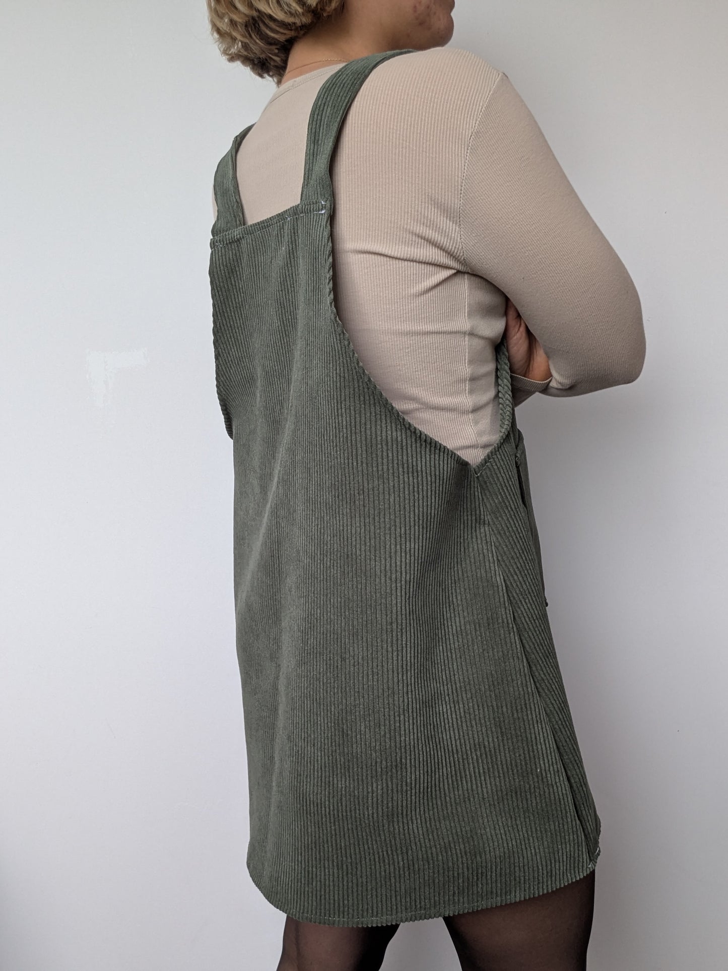 Robe Tablier Velour Vert T40