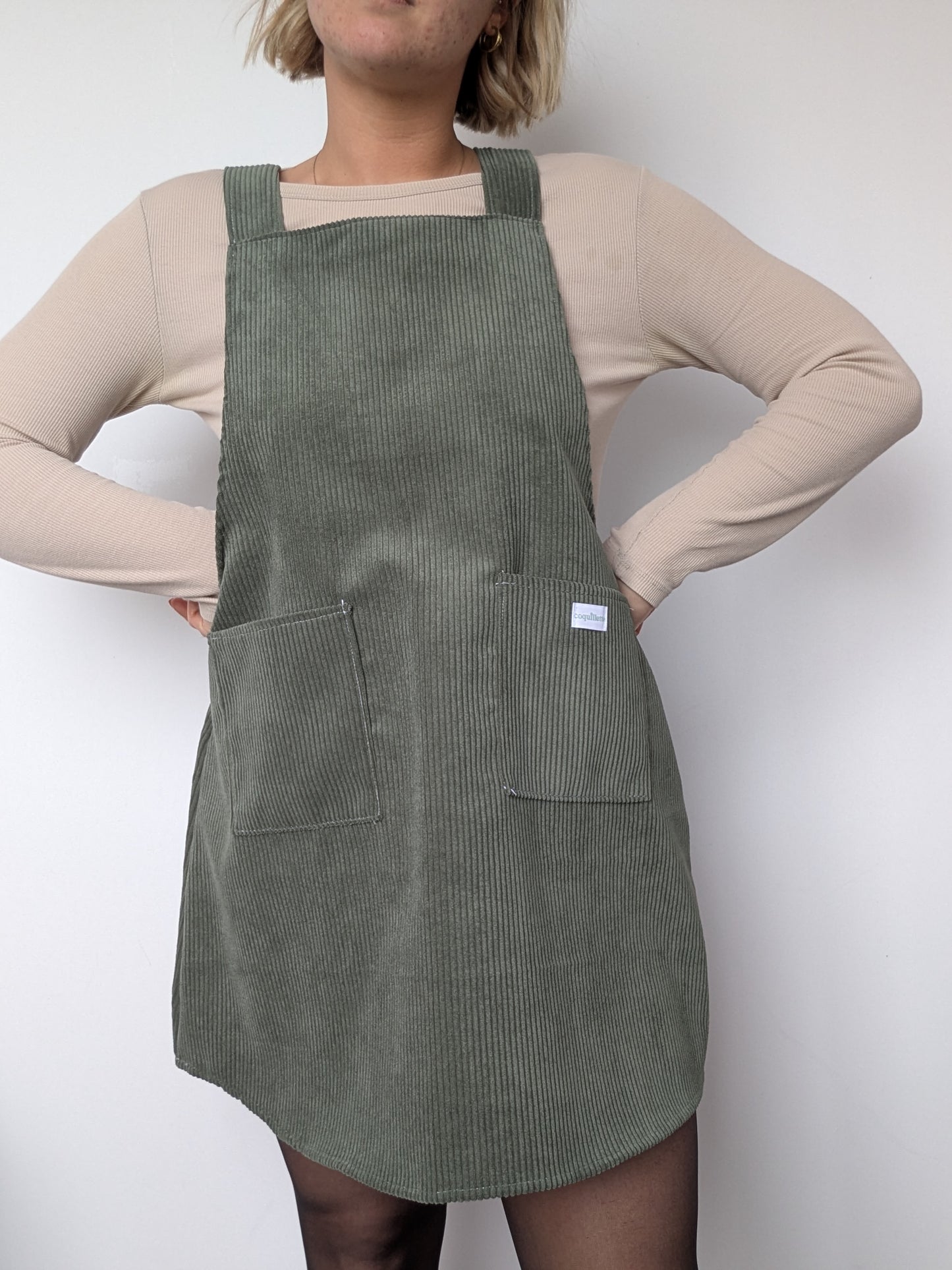 Robe Tablier Velour Vert T40