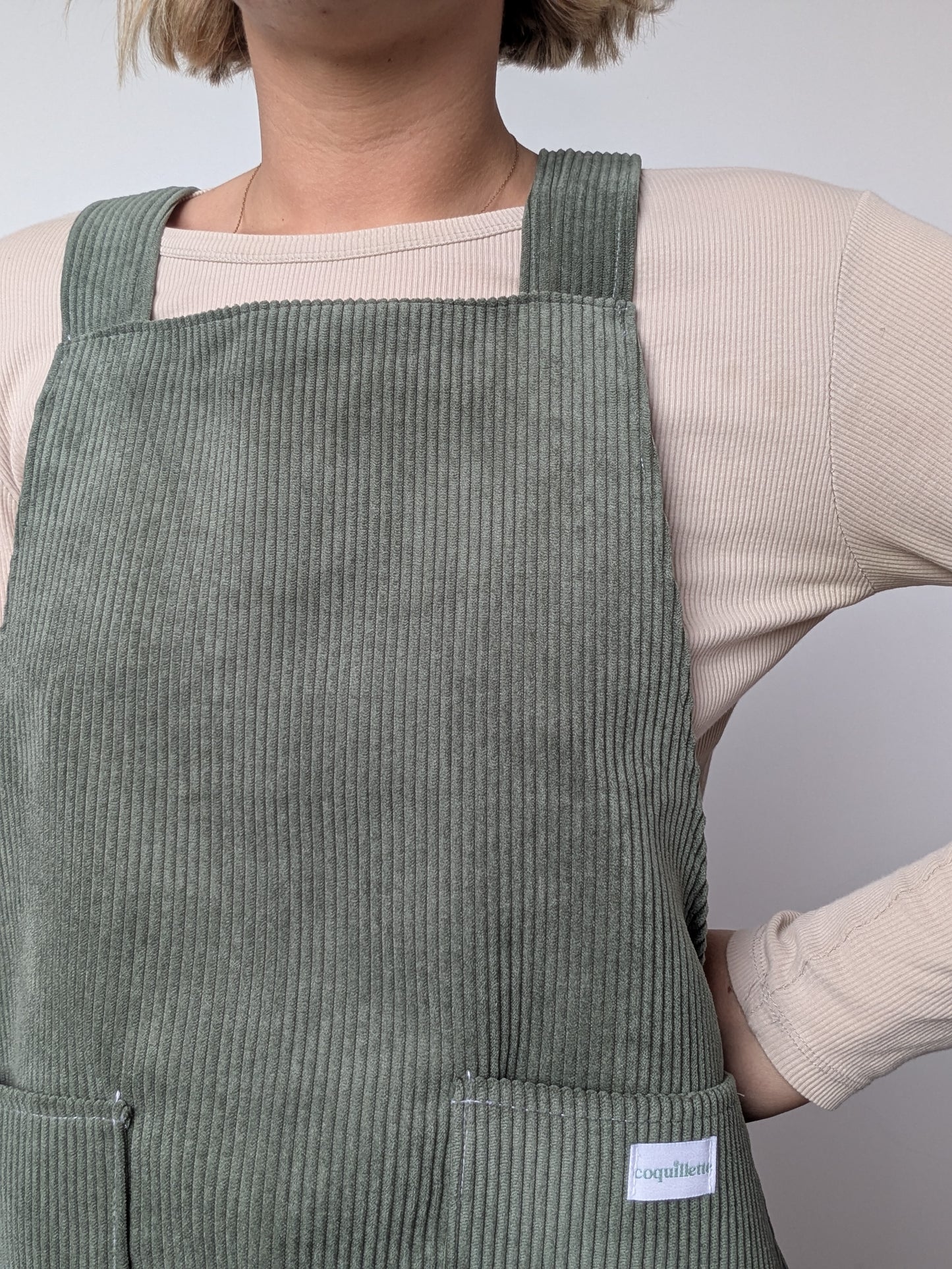 Robe Tablier Velour Vert T40