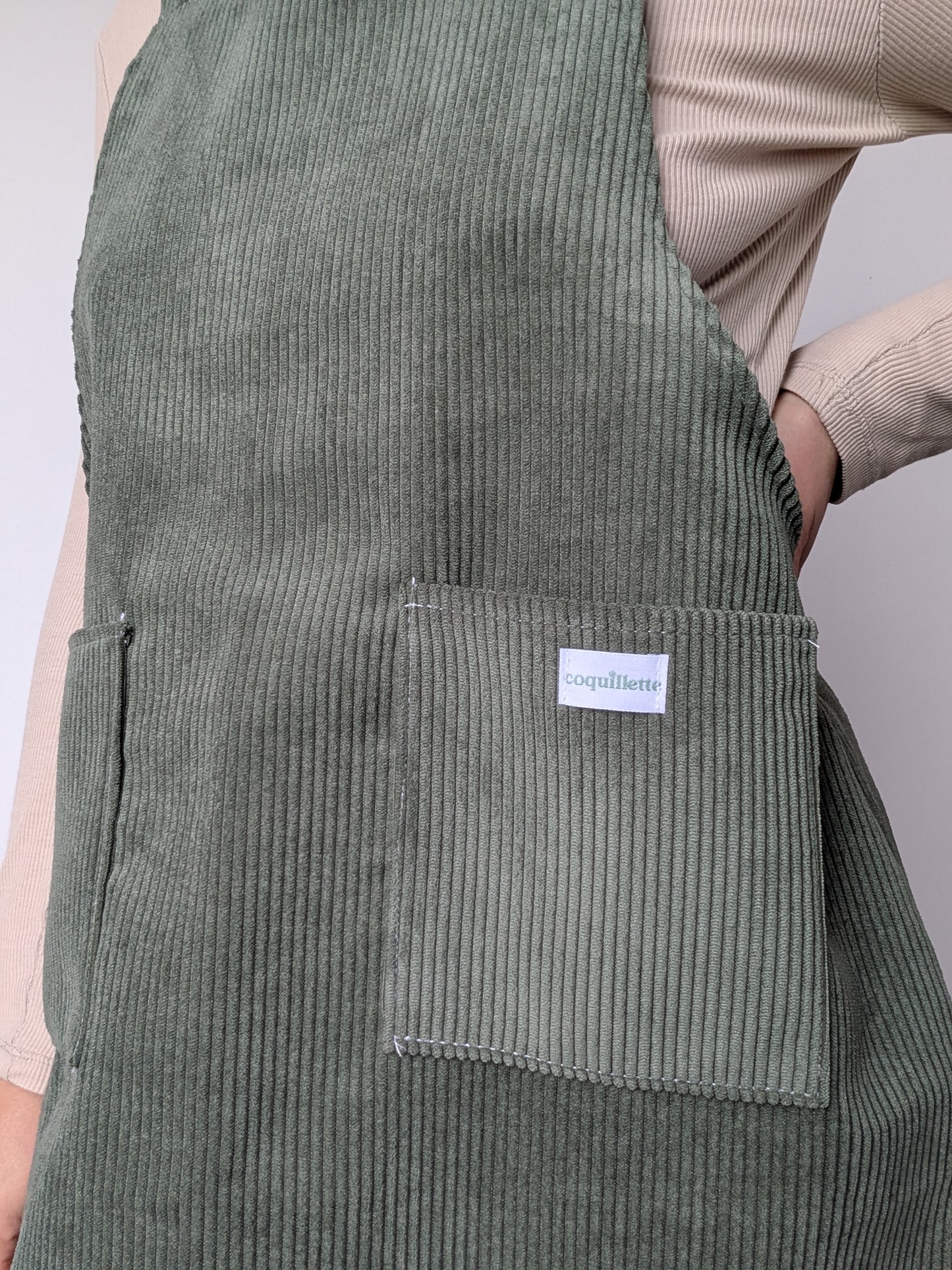 Robe Tablier Velour Vert T40