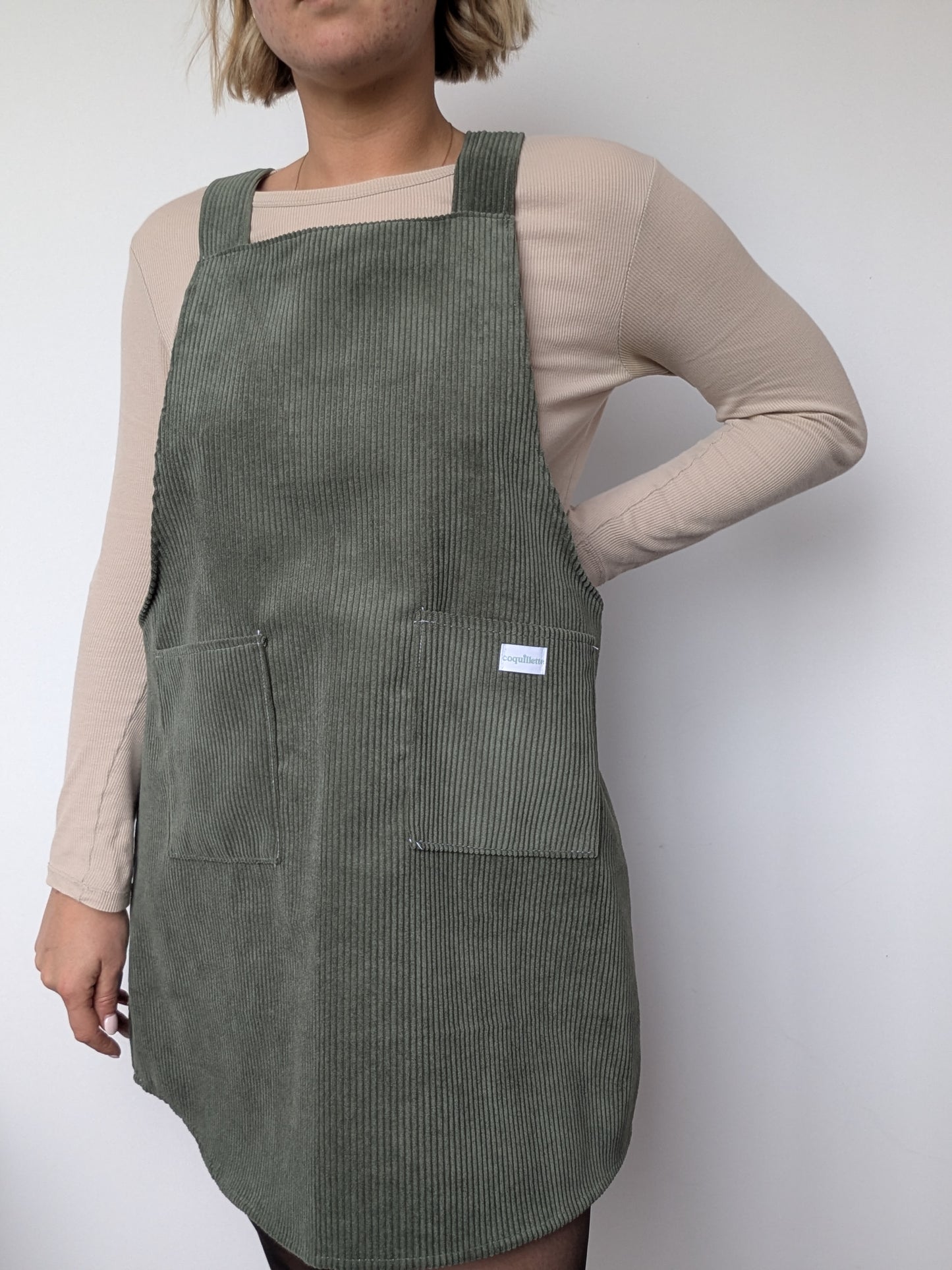 Robe Tablier Velour Vert T40