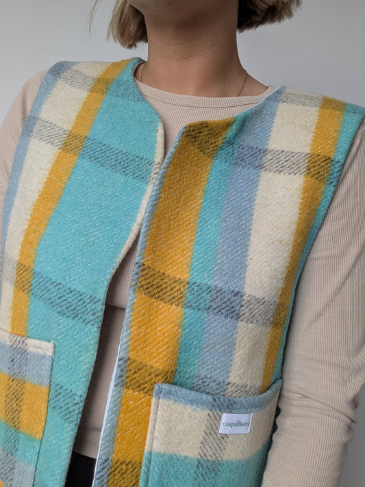 Veste Carreaux Bleu Jaune T38