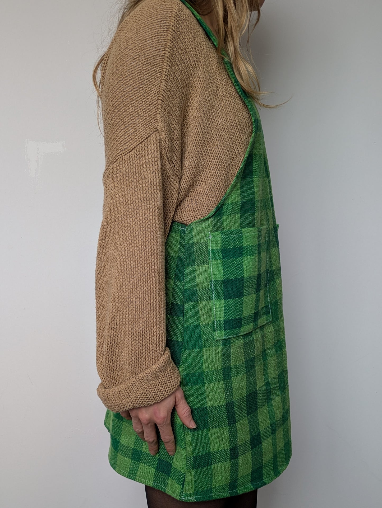 Robe Tablier Vichy Vert T34