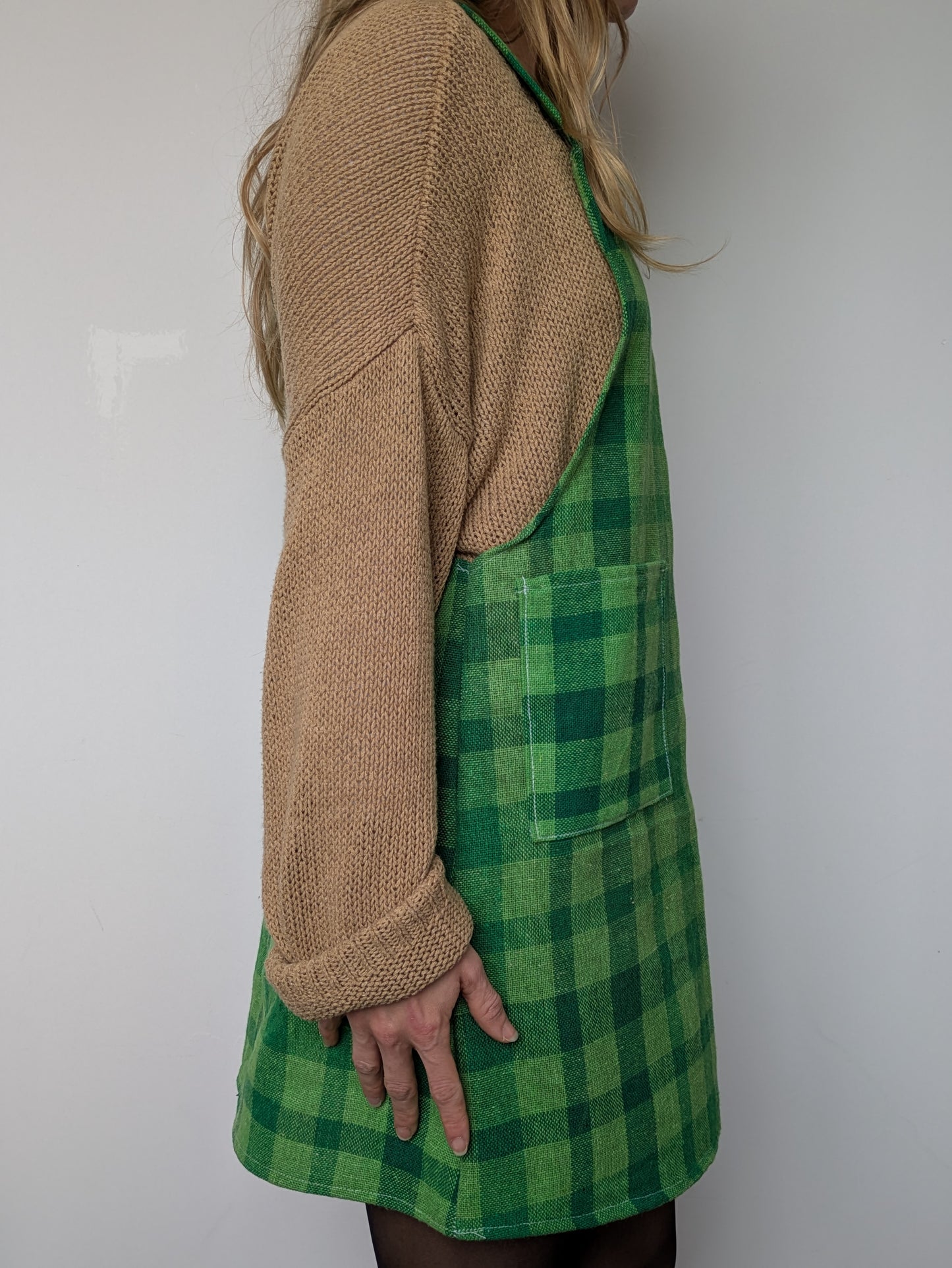 Robe Tablier Vichy Vert T34