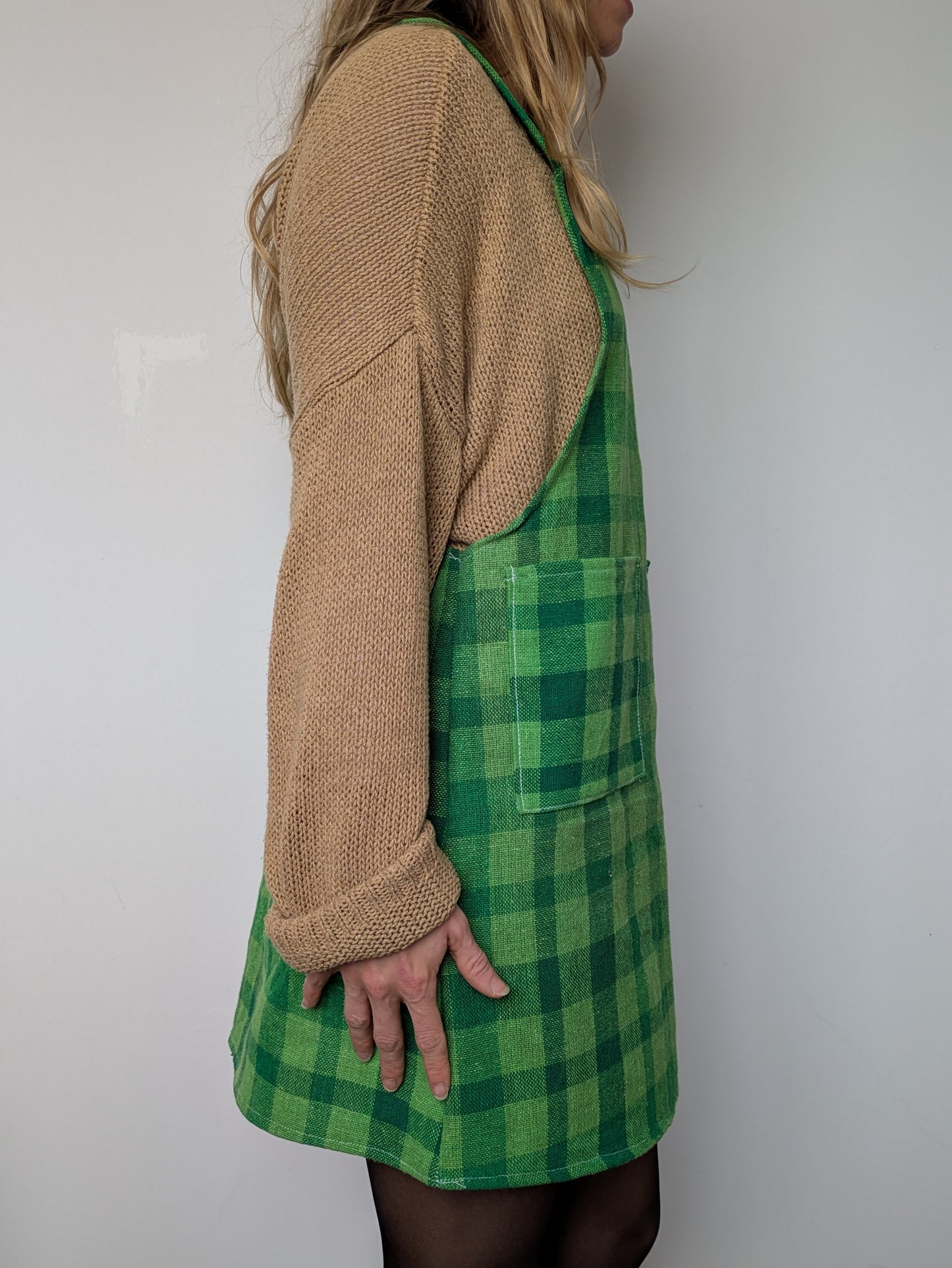 Robe Tablier Vichy Vert T34