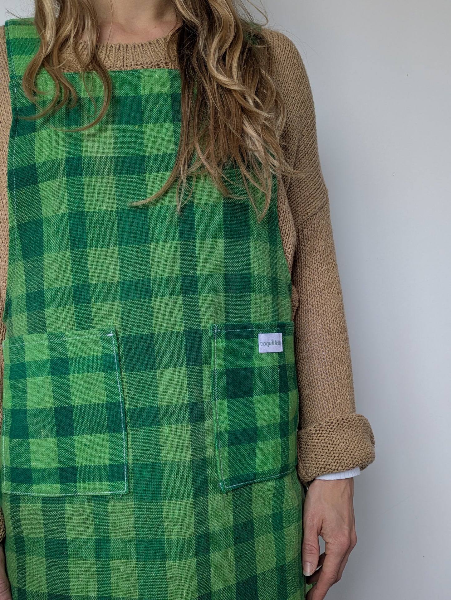 Robe Tablier Vichy Vert T34