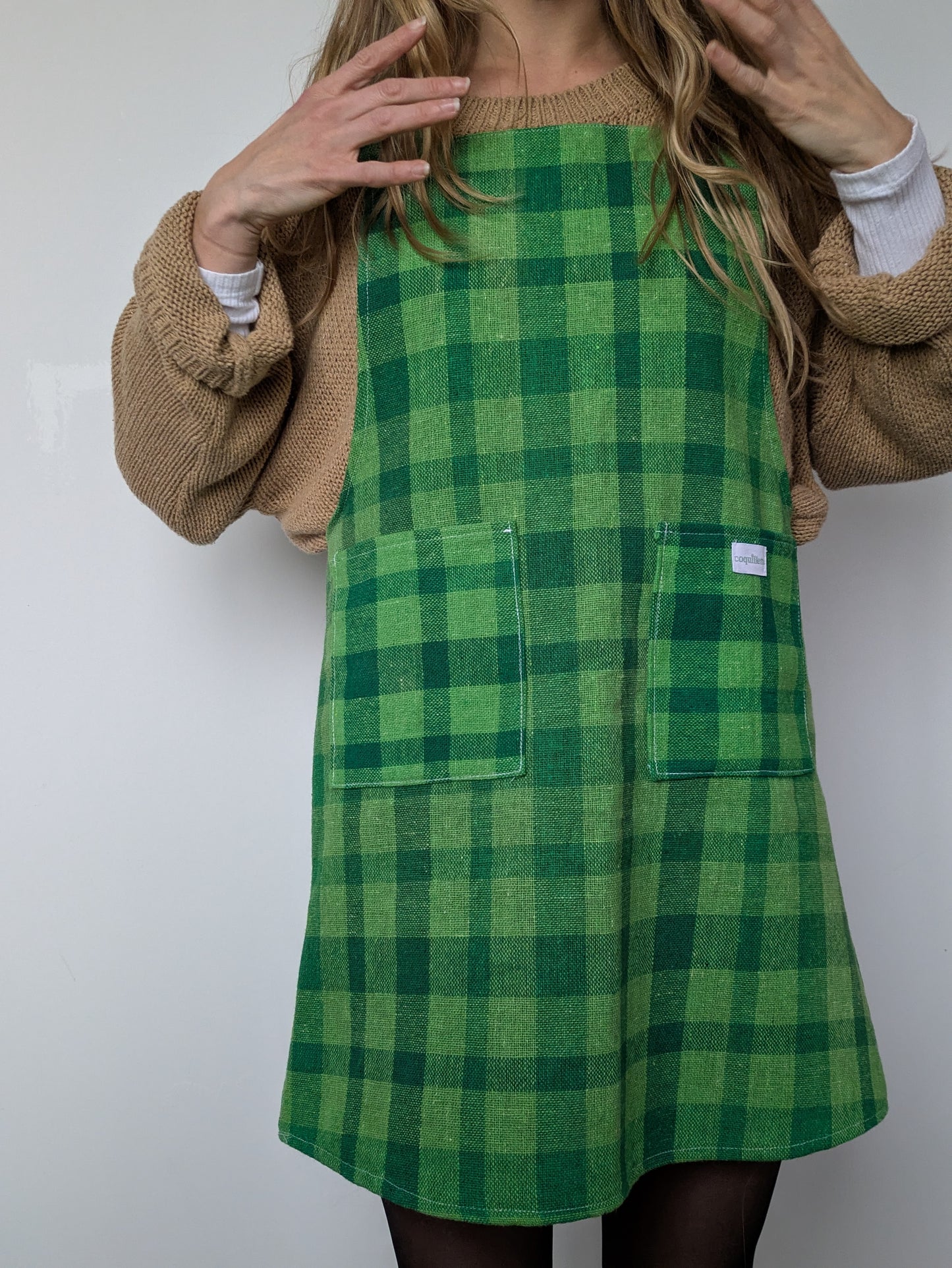 Robe Tablier Vichy Vert T34